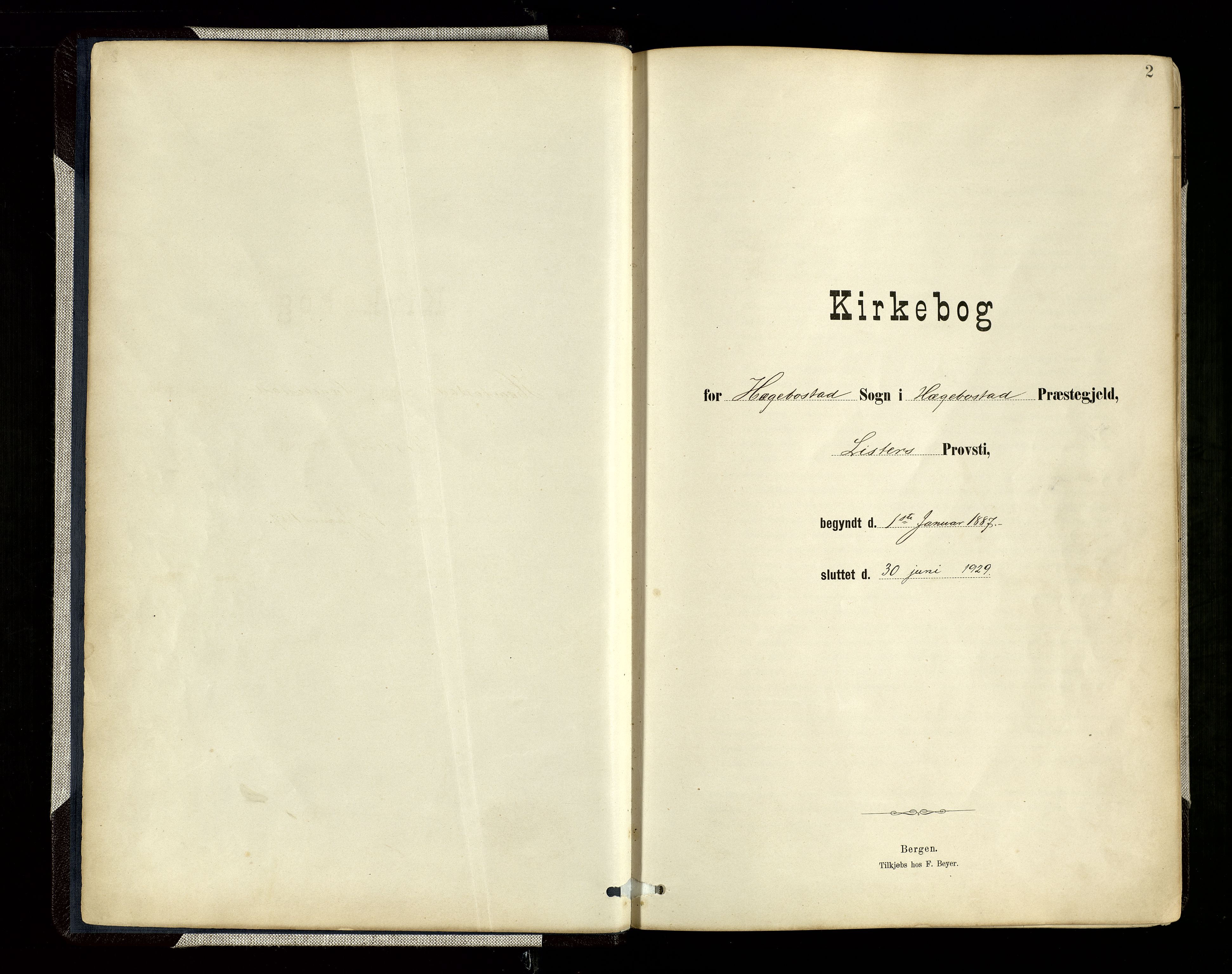 Hægebostad sokneprestkontor, SAK/1111-0024/F/Fa/Faa/L0006: Ministerialbok nr. A 6, 1887-1929, s. 2