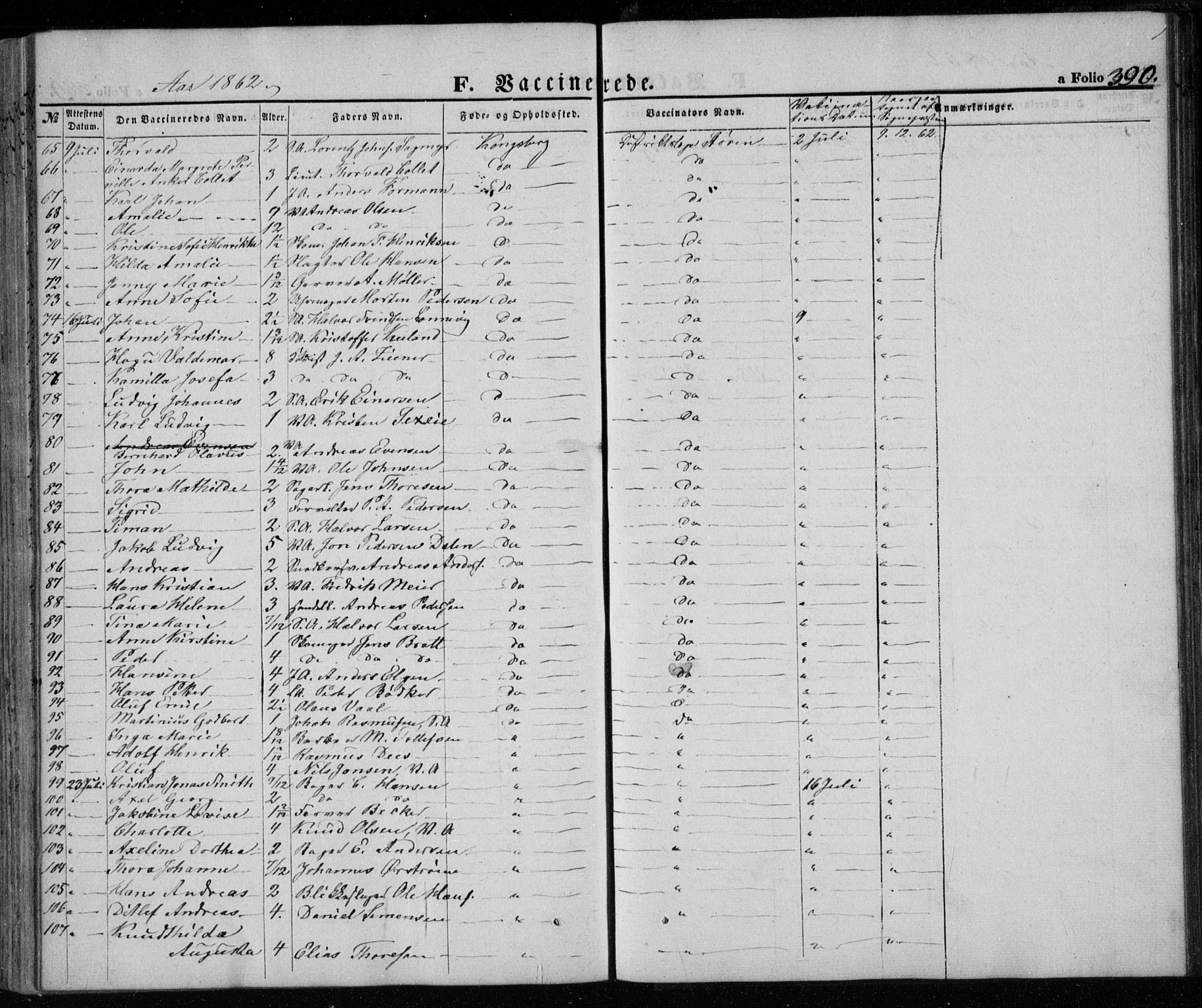 Kongsberg kirkebøker, AV/SAKO-A-22/G/Ga/L0003: Klokkerbok nr. 3, 1859-1875, s. 390
