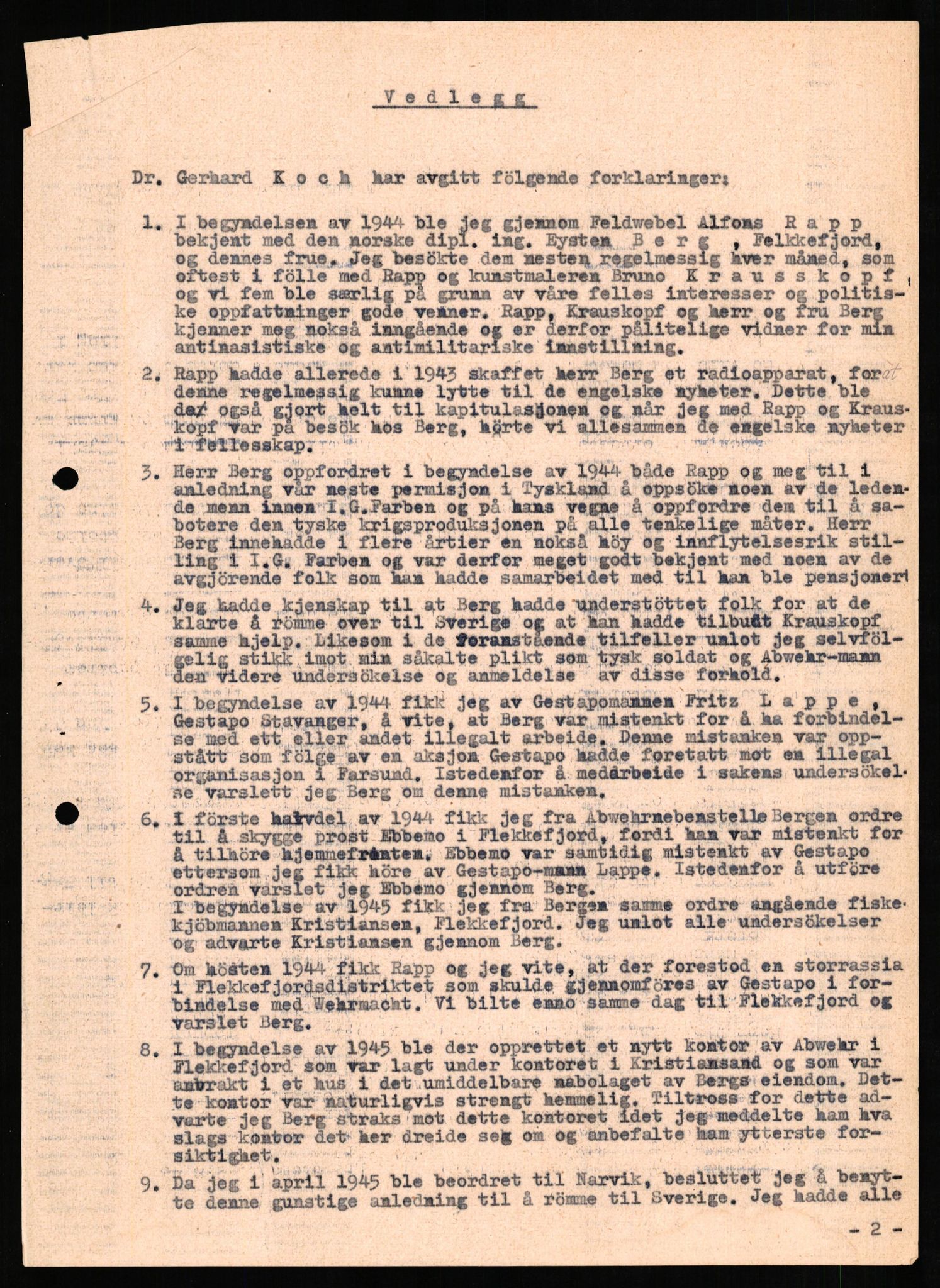 Forsvaret, Forsvarets overkommando II, AV/RA-RAFA-3915/D/Db/L0017: CI Questionaires. Tyske okkupasjonsstyrker i Norge. Tyskere., 1945-1946, s. 182