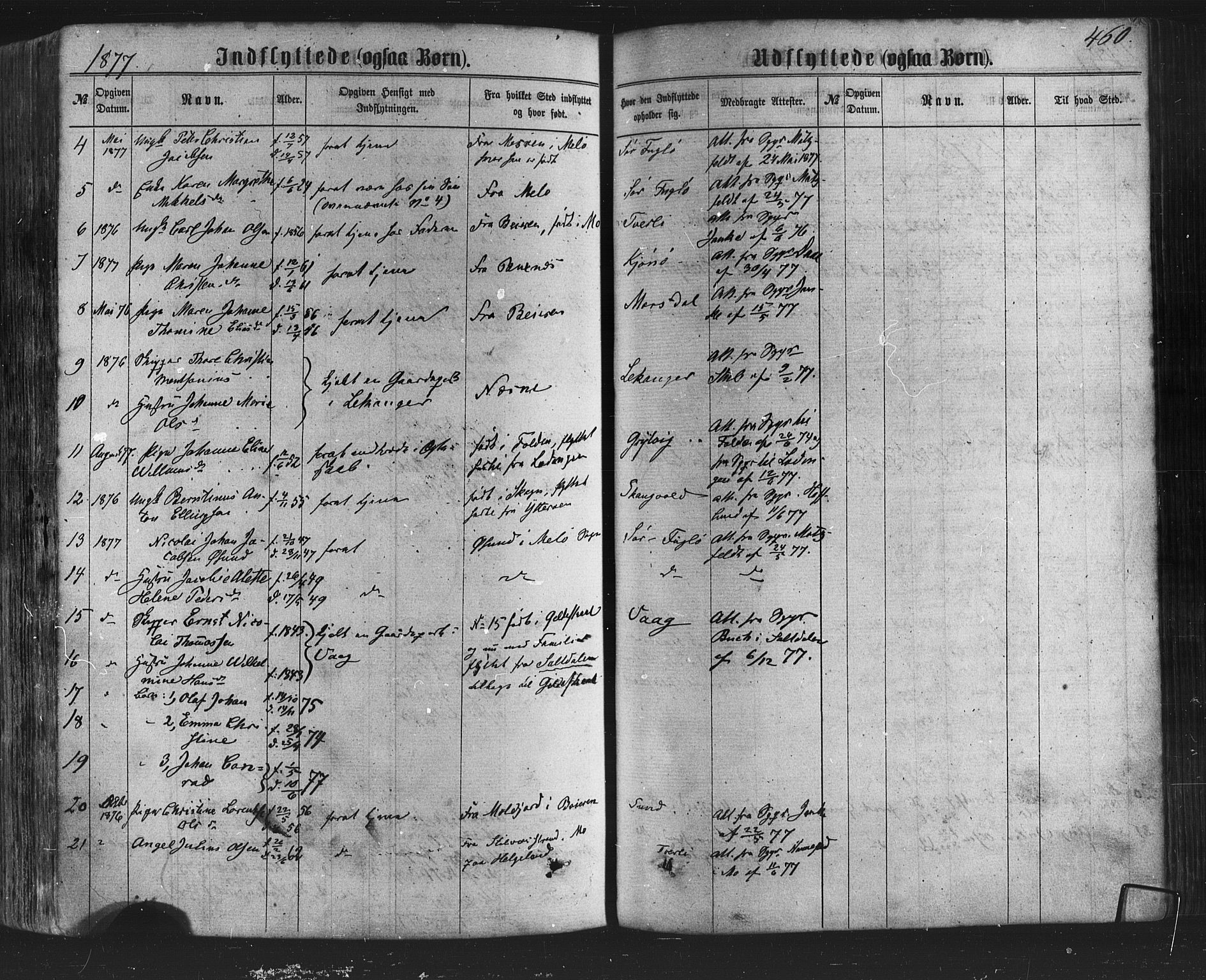 Ministerialprotokoller, klokkerbøker og fødselsregistre - Nordland, AV/SAT-A-1459/805/L0098: Ministerialbok nr. 805A05, 1862-1879, s. 460