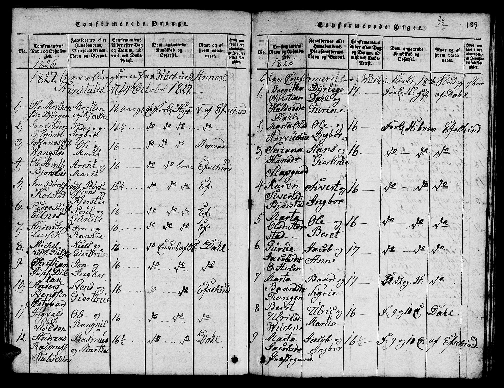 Ministerialprotokoller, klokkerbøker og fødselsregistre - Nord-Trøndelag, AV/SAT-A-1458/724/L0265: Klokkerbok nr. 724C01, 1816-1845, s. 189