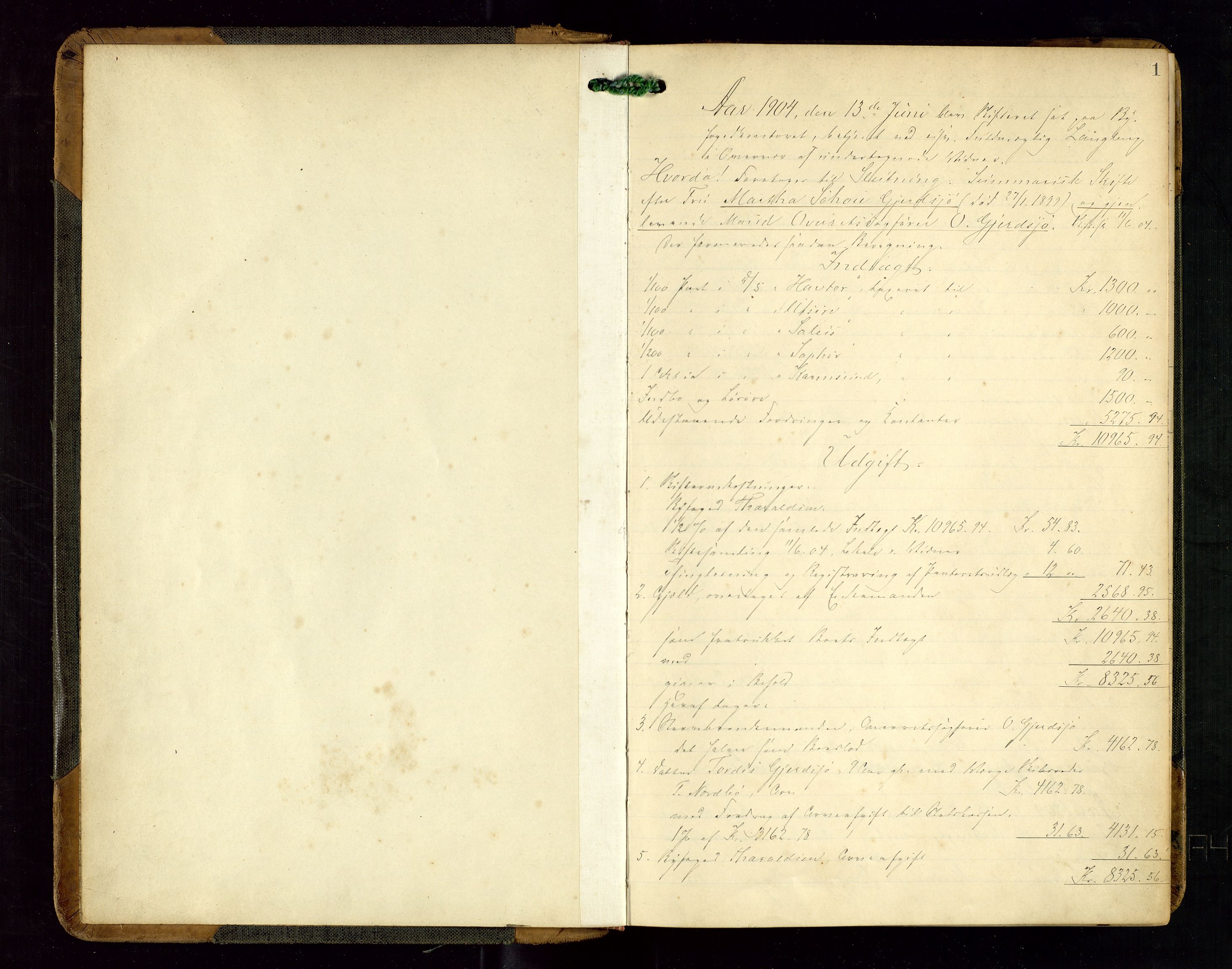 Haugesund tingrett, AV/SAST-A-101415/01/IV/IVD/L0002: Skifteutlodningsprotokoll, med register, 1904-1915, s. 1