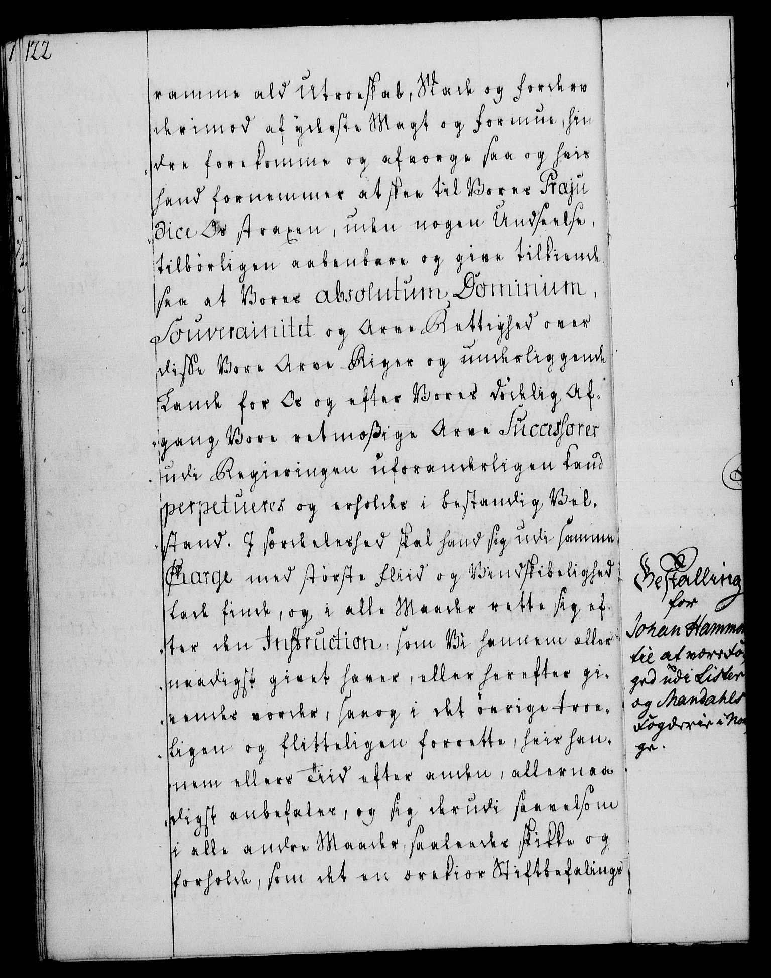 Rentekammeret, Kammerkanselliet, AV/RA-EA-3111/G/Gg/Gge/L0004: Norsk bestallingsprotokoll med register (merket RK 53.28), 1762-1771, s. 122