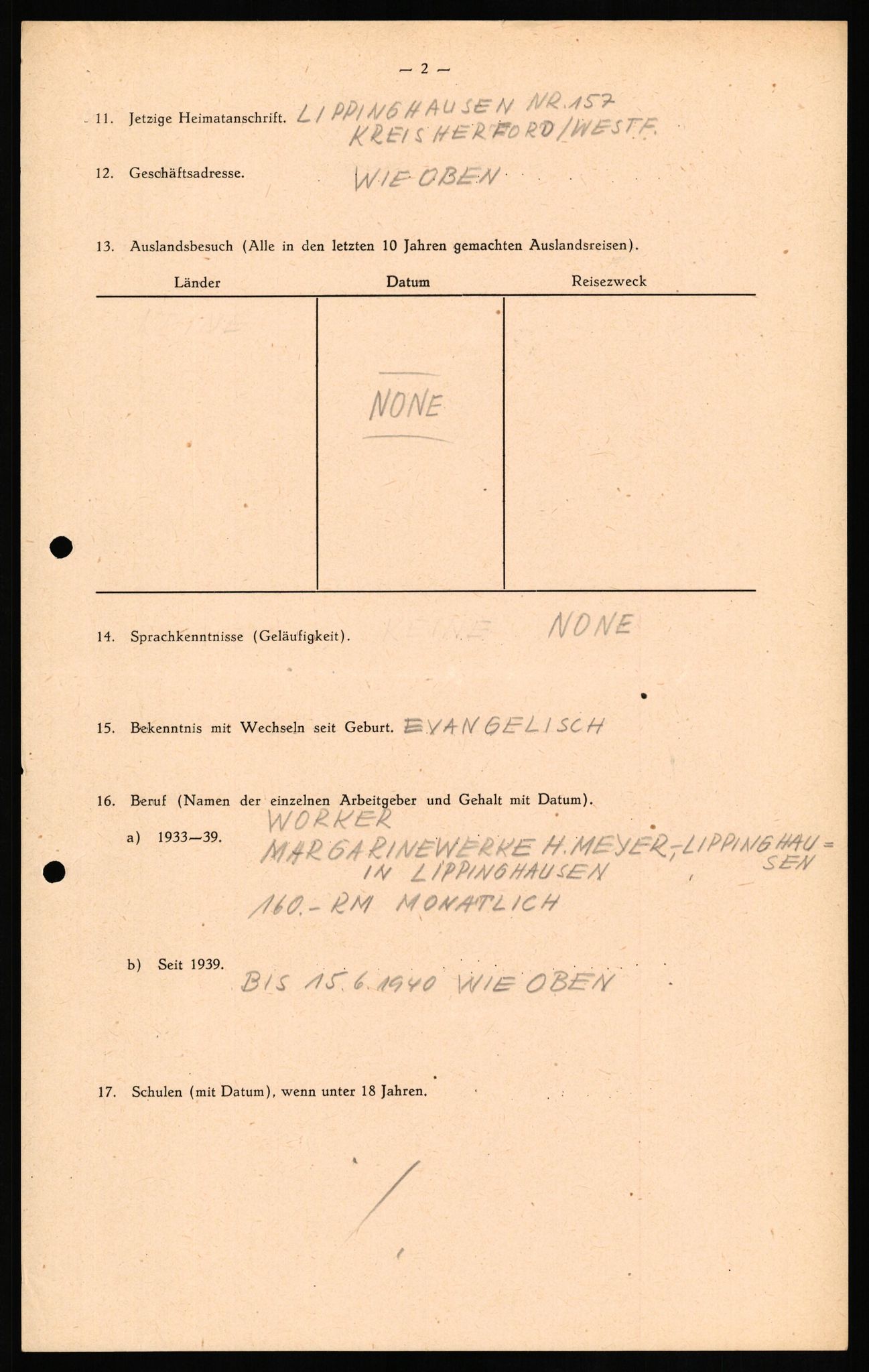 Forsvaret, Forsvarets overkommando II, AV/RA-RAFA-3915/D/Db/L0020: CI Questionaires. Tyske okkupasjonsstyrker i Norge. Tyskere., 1945-1946, s. 159