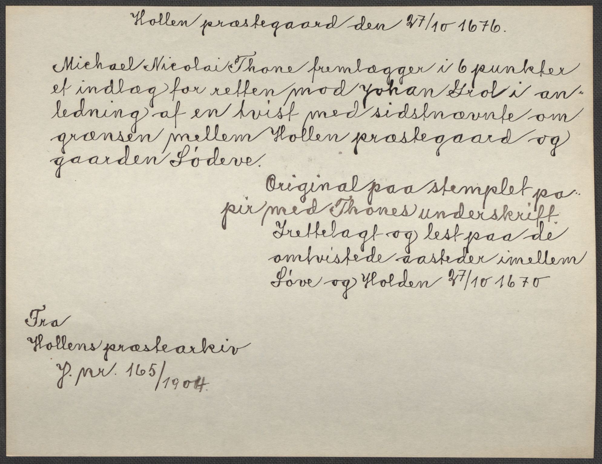 Riksarkivets diplomsamling, AV/RA-EA-5965/F15/L0026: Prestearkiv - Telemark, 1575-1838, s. 81