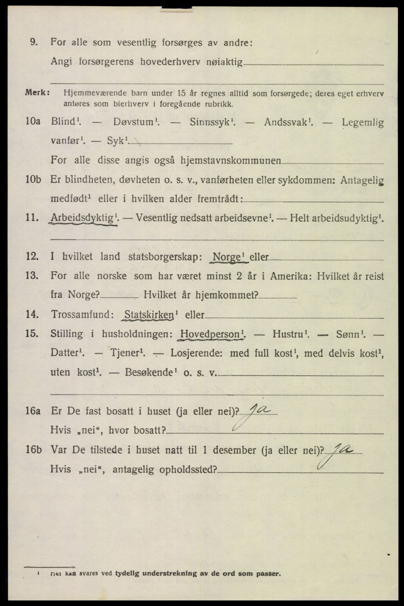 SAK, Folketelling 1920 for 1029 Sør-Audnedal herred, 1920, s. 1498