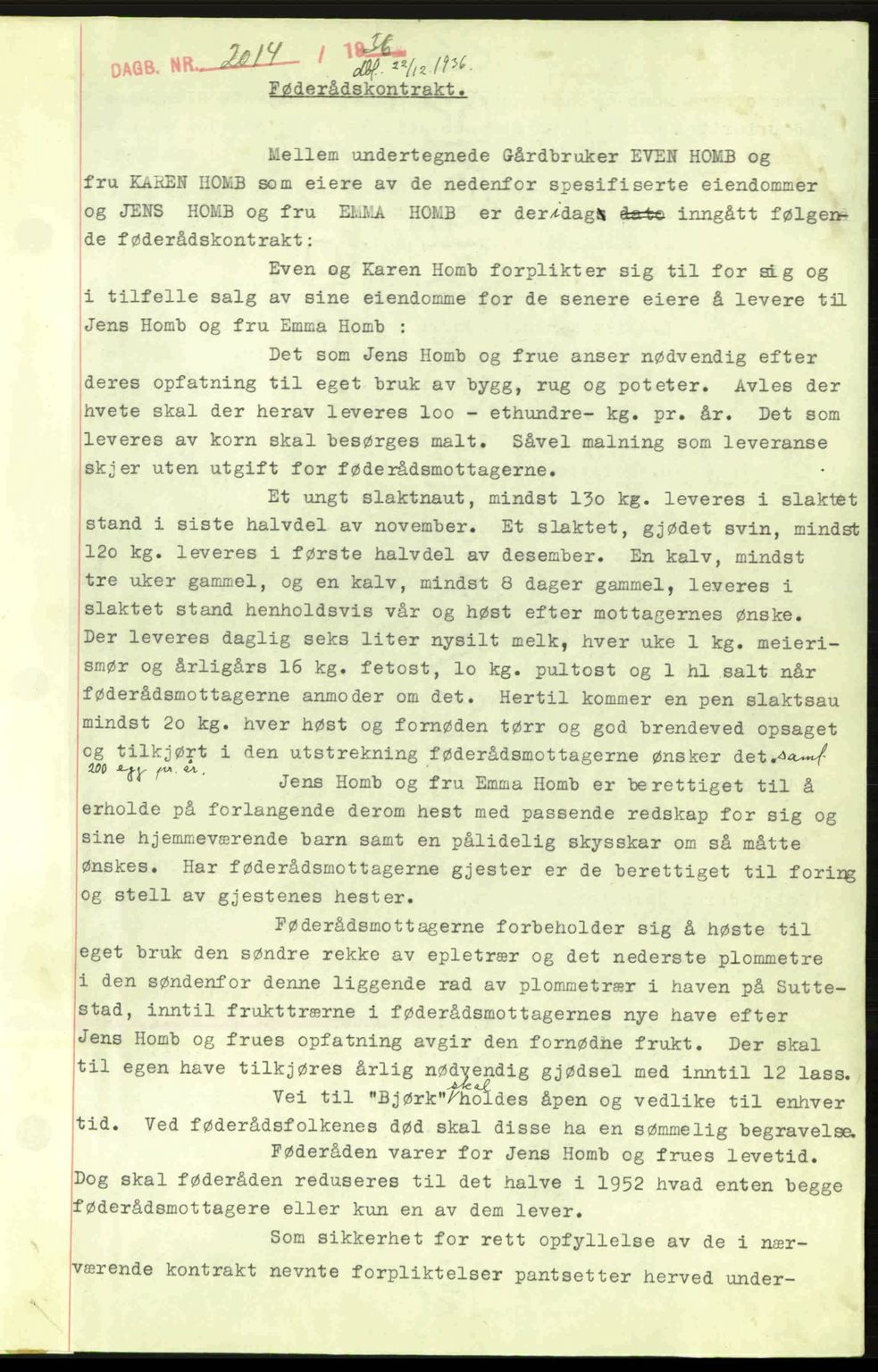 Sør-Gudbrandsdal tingrett, SAH/TING-004/H/Hb/Hbe/L0001: Pantebok nr. B1, 1936-1939, Dagboknr: 2014/1936