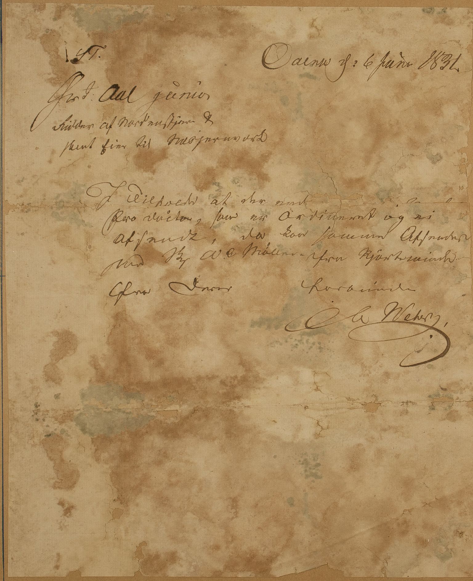 Familien Aalls privatarkiv , NESJ/NJM-005/E-00004/L0003: Inngående brev 1831, 1831