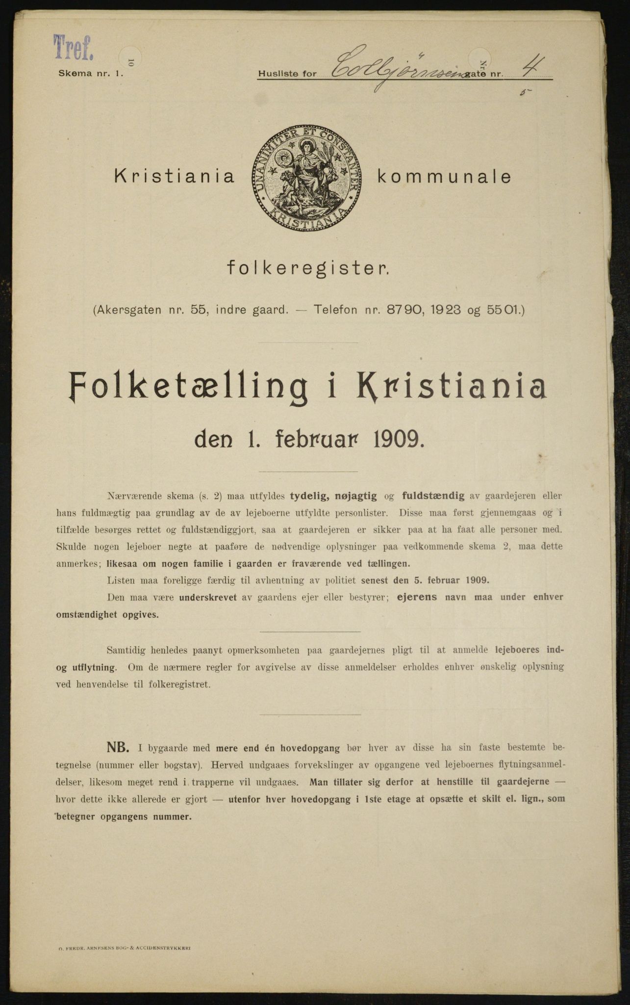 OBA, Kommunal folketelling 1.2.1909 for Kristiania kjøpstad, 1909, s. 11673