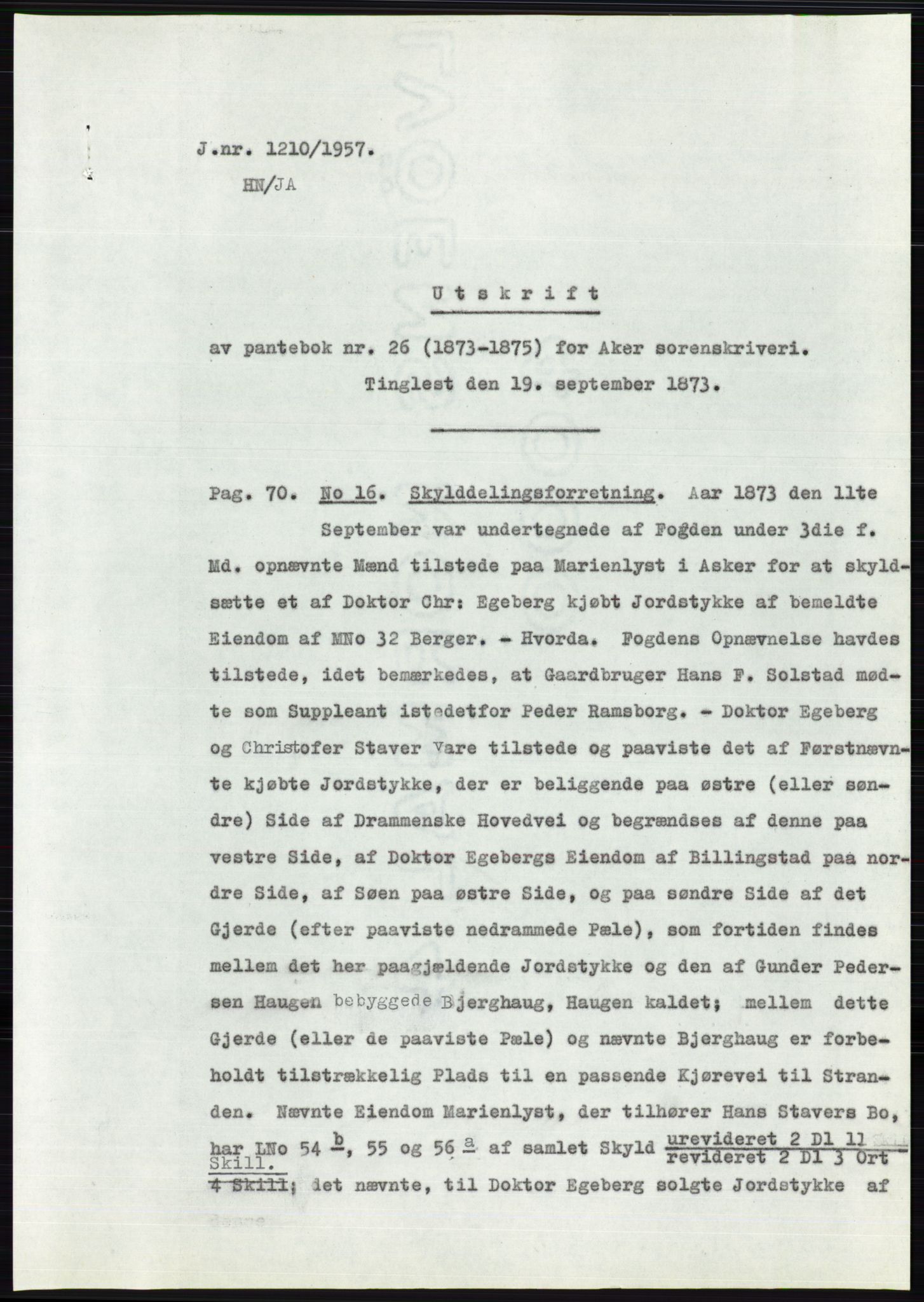 Statsarkivet i Oslo, SAO/A-10621/Z/Zd/L0007: Avskrifter, j.nr 804-1436/1957, 1957, s. 313