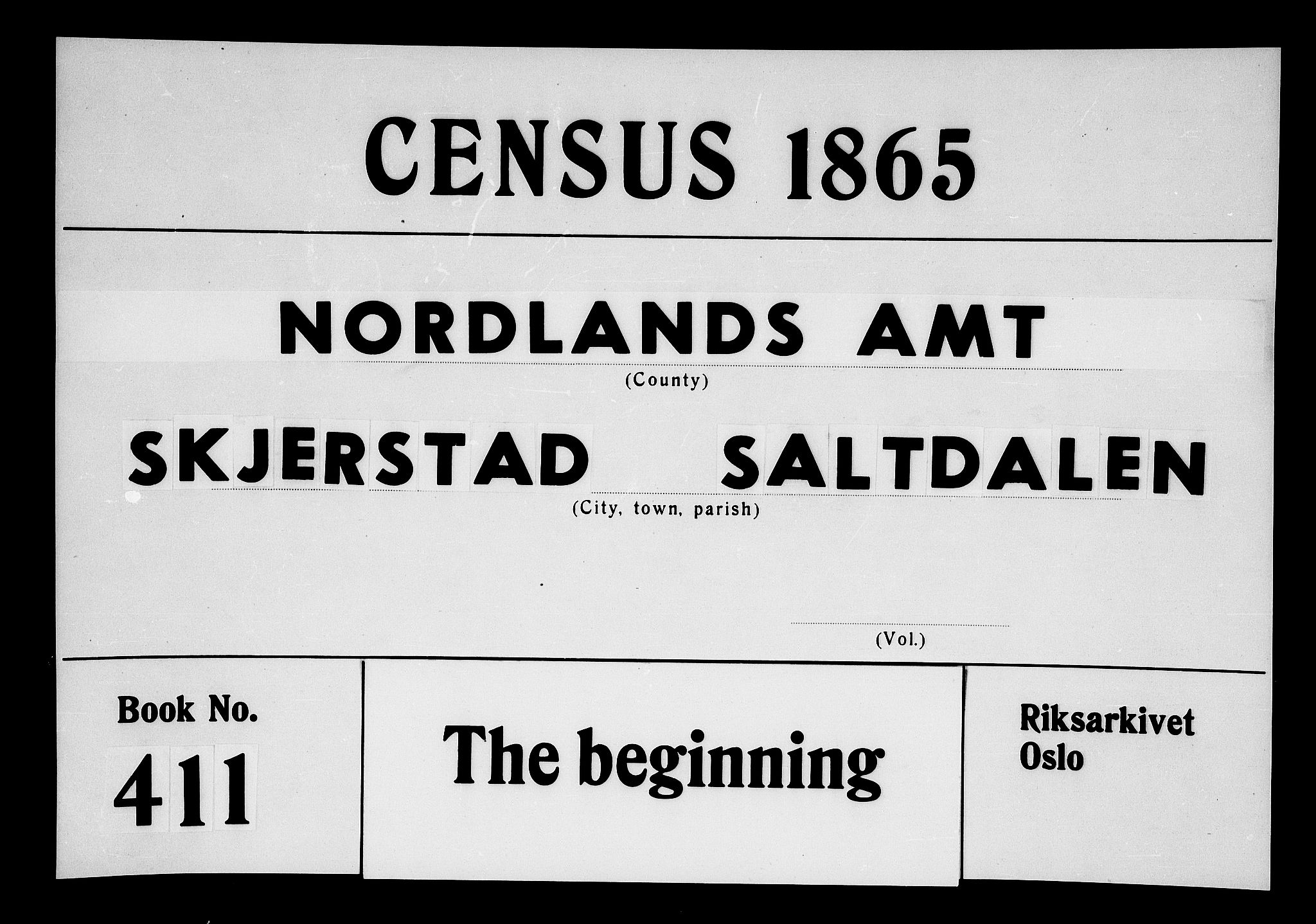 RA, Folketelling 1865 for 1842P Skjerstad prestegjeld, 1865, s. 1