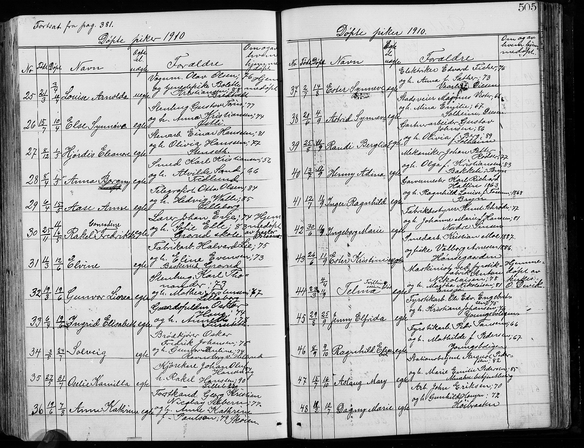Østre Aker prestekontor Kirkebøker, AV/SAO-A-10840/G/Ga/L0003: Klokkerbok nr. I 3, 1868-1913, s. 505