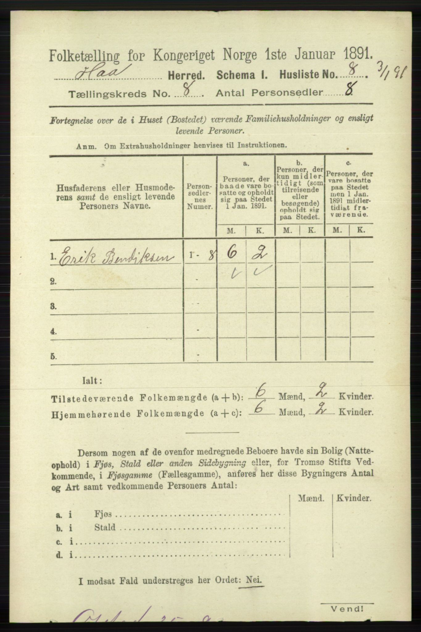 RA, Folketelling 1891 for 1119 Hå herred, 1891, s. 2037