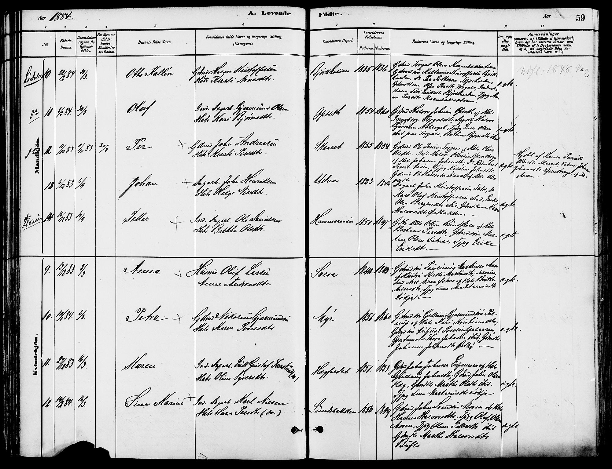 Trysil prestekontor, AV/SAH-PREST-046/H/Ha/Haa/L0008: Ministerialbok nr. 8, 1881-1897, s. 59