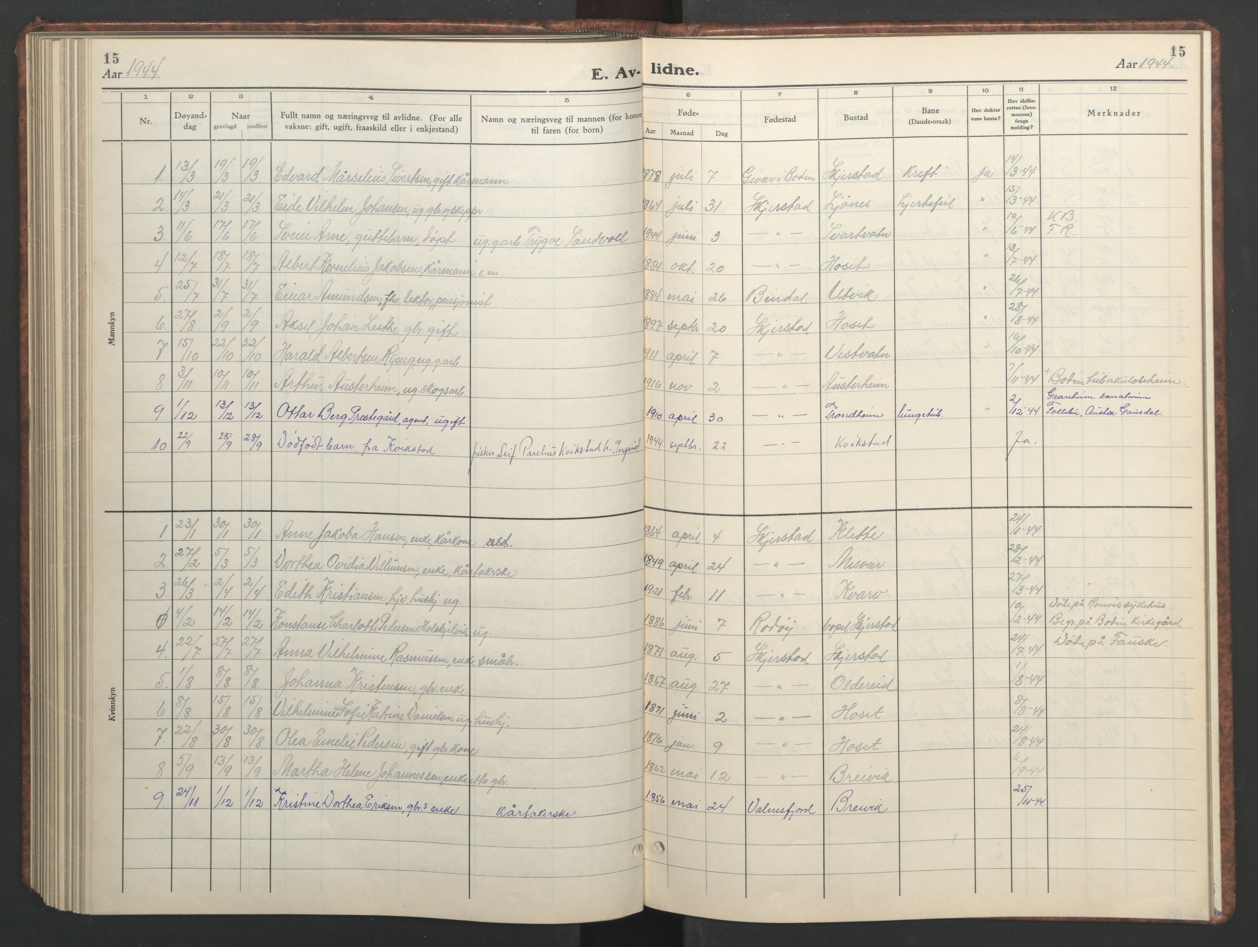 Ministerialprotokoller, klokkerbøker og fødselsregistre - Nordland, AV/SAT-A-1459/852/L0758: Klokkerbok nr. 852C09, 1935-1952, s. 15