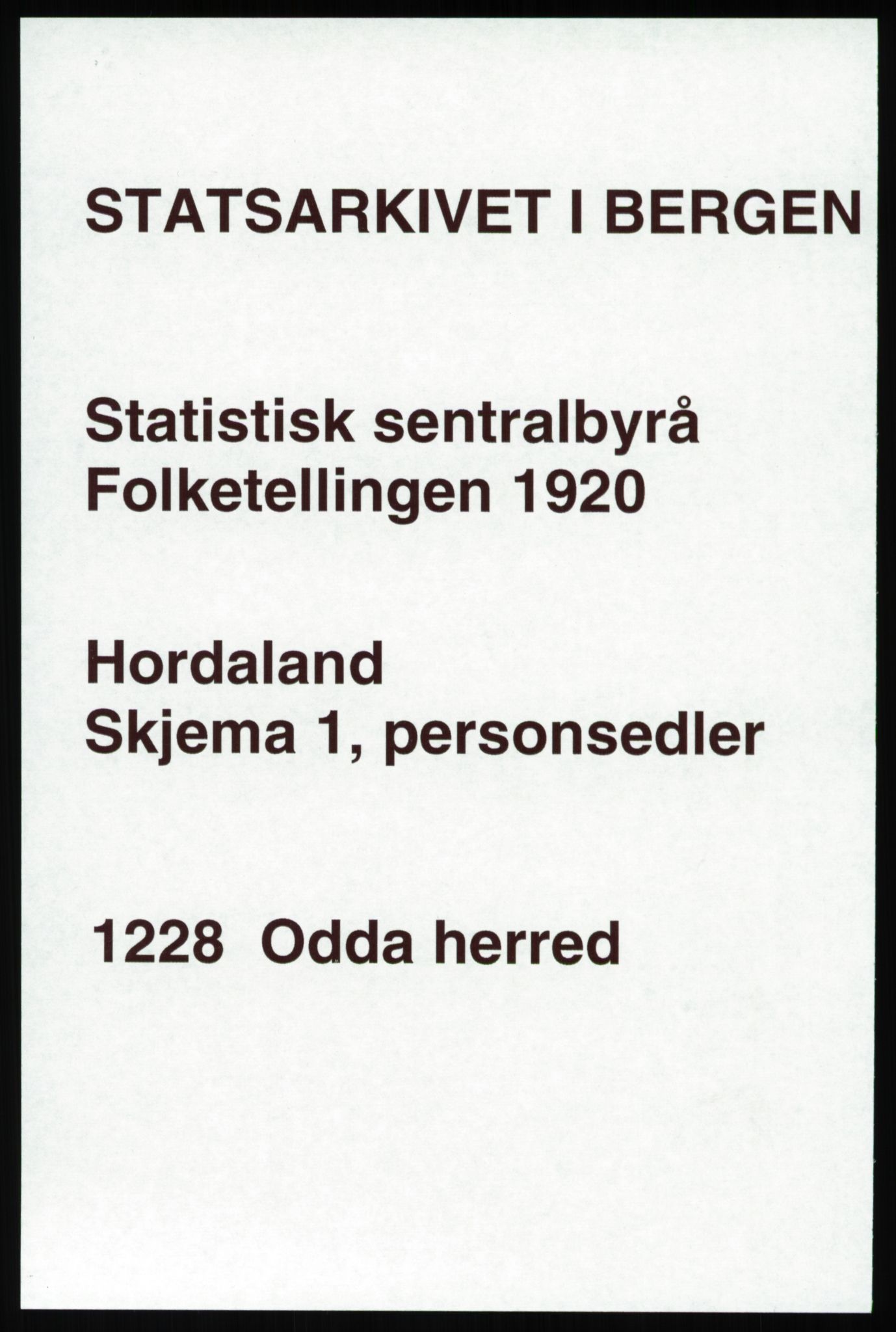 SAB, Folketelling 1920 for 1228 Odda herred, 1920, s. 1363