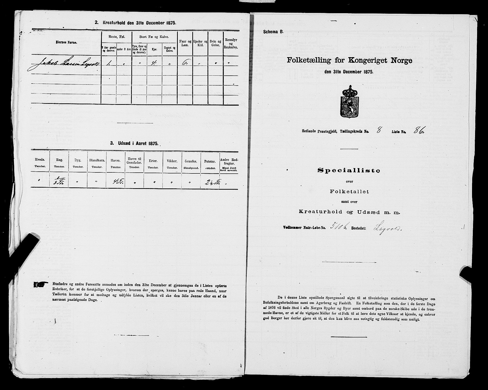 SAST, Folketelling 1875 for 1126P Hetland prestegjeld, 1875, s. 1791