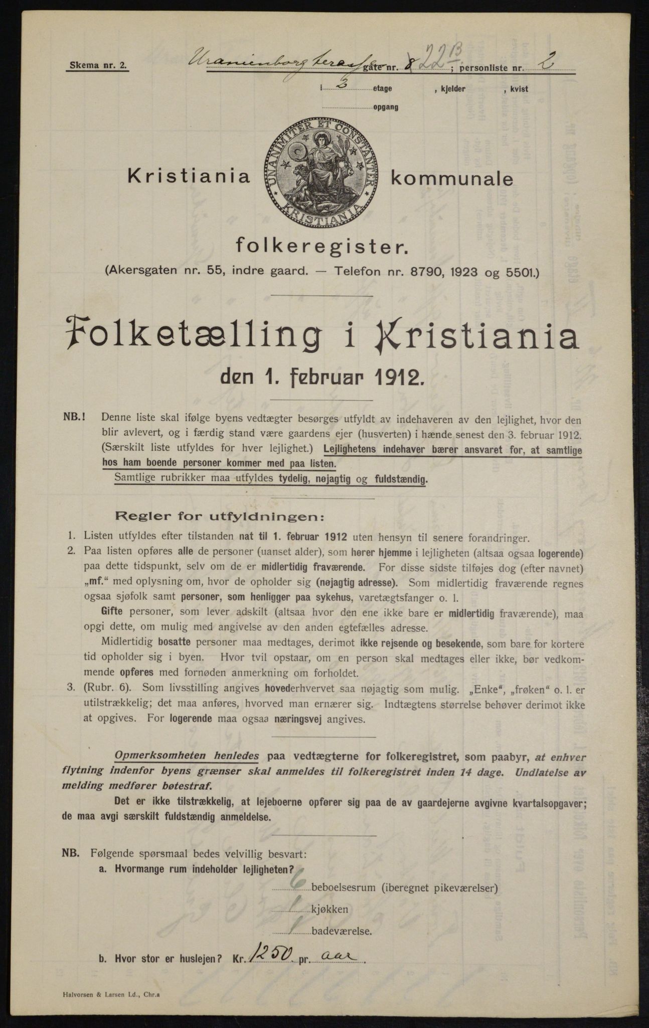 OBA, Kommunal folketelling 1.2.1912 for Kristiania, 1912, s. 120333