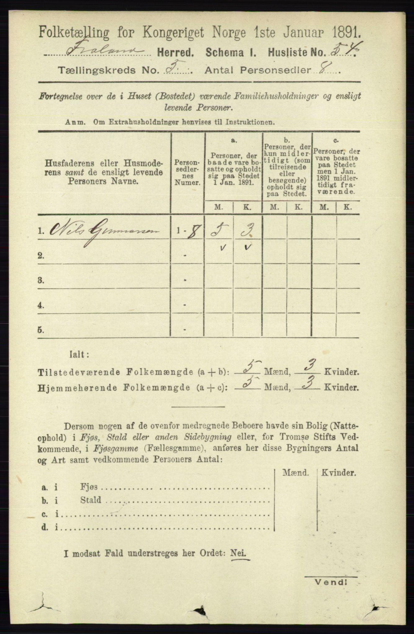 RA, Folketelling 1891 for 0919 Froland herred, 1891, s. 1776