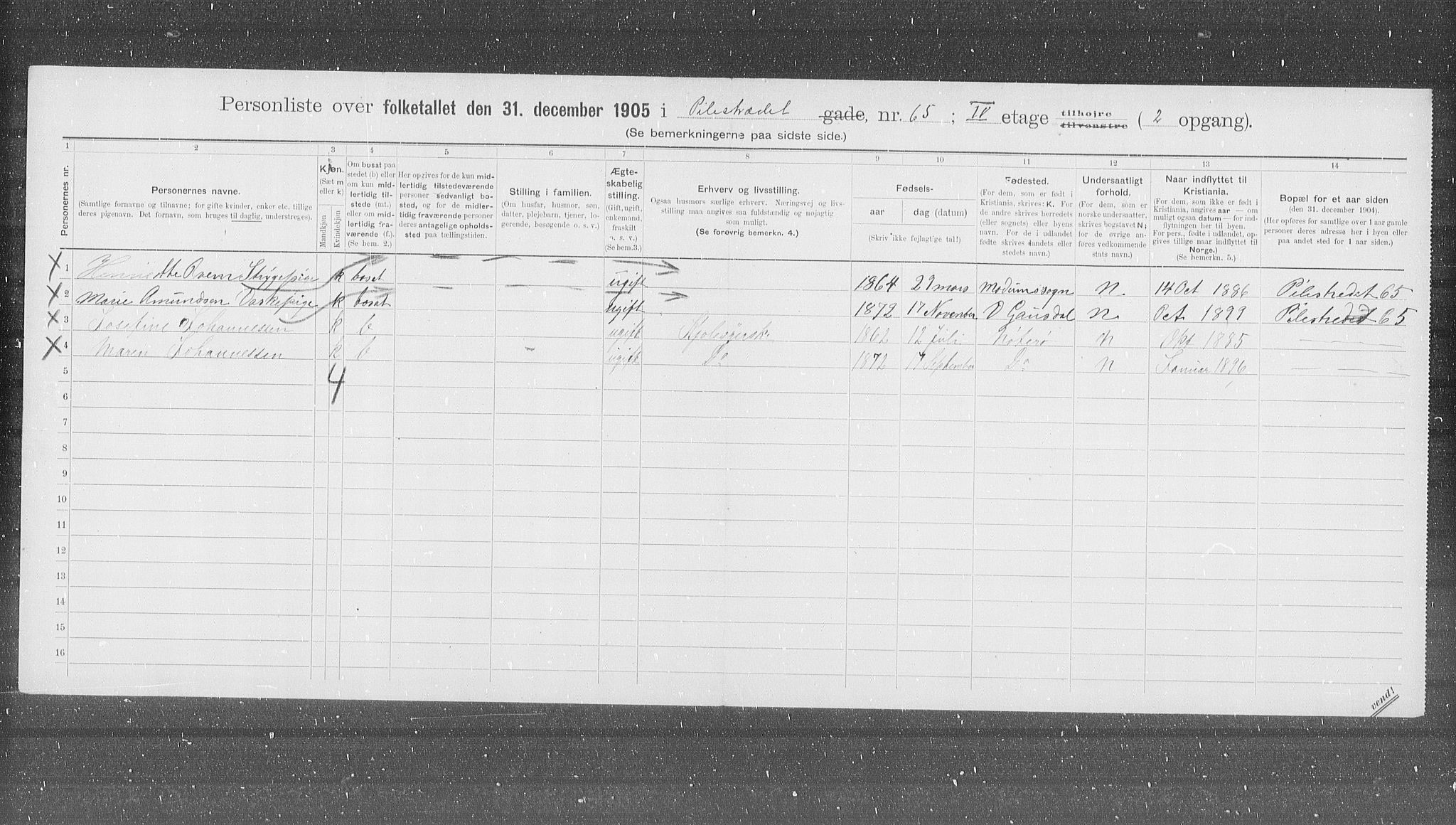 OBA, Kommunal folketelling 31.12.1905 for Kristiania kjøpstad, 1905, s. 41999