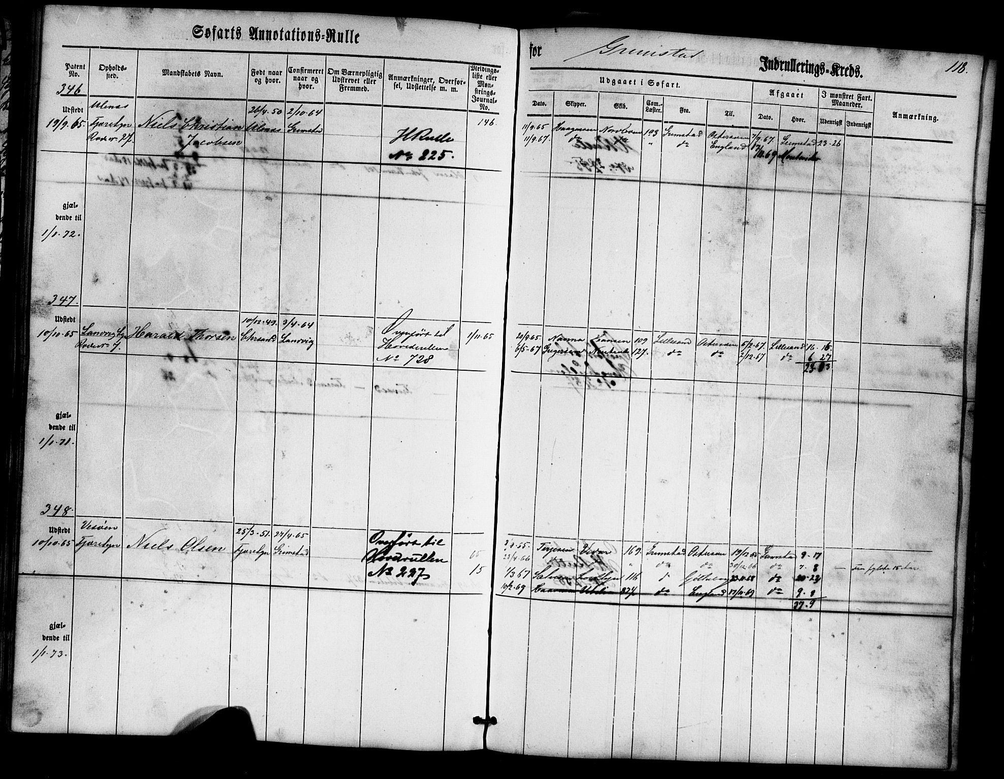 Grimstad mønstringskrets, SAK/2031-0013/F/Fa/L0004: Annotasjonsrulle nr 1-435 med register, V-17, 1860-1867, s. 142