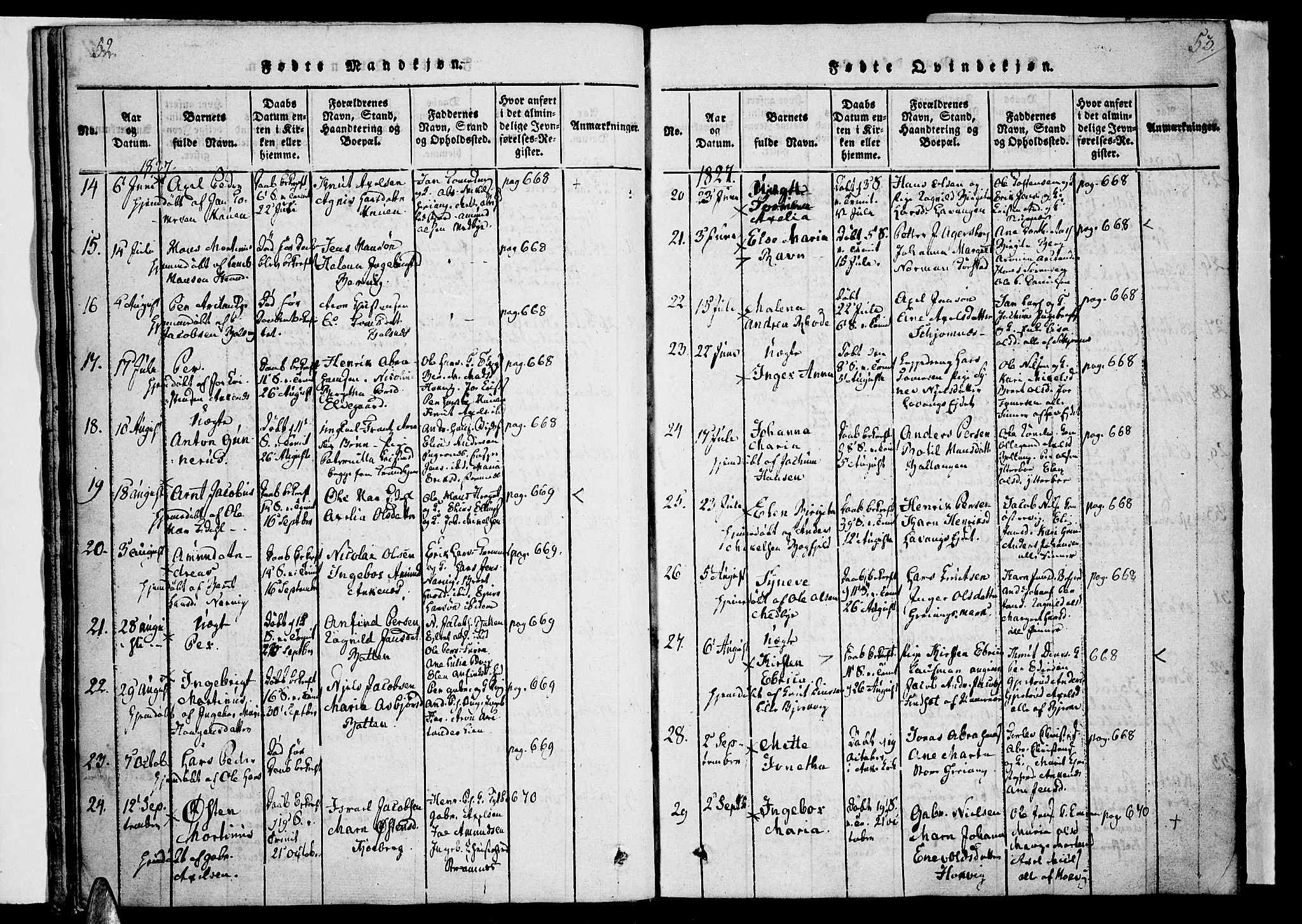 Ministerialprotokoller, klokkerbøker og fødselsregistre - Nordland, AV/SAT-A-1459/863/L0894: Ministerialbok nr. 863A06, 1821-1851, s. 52-53