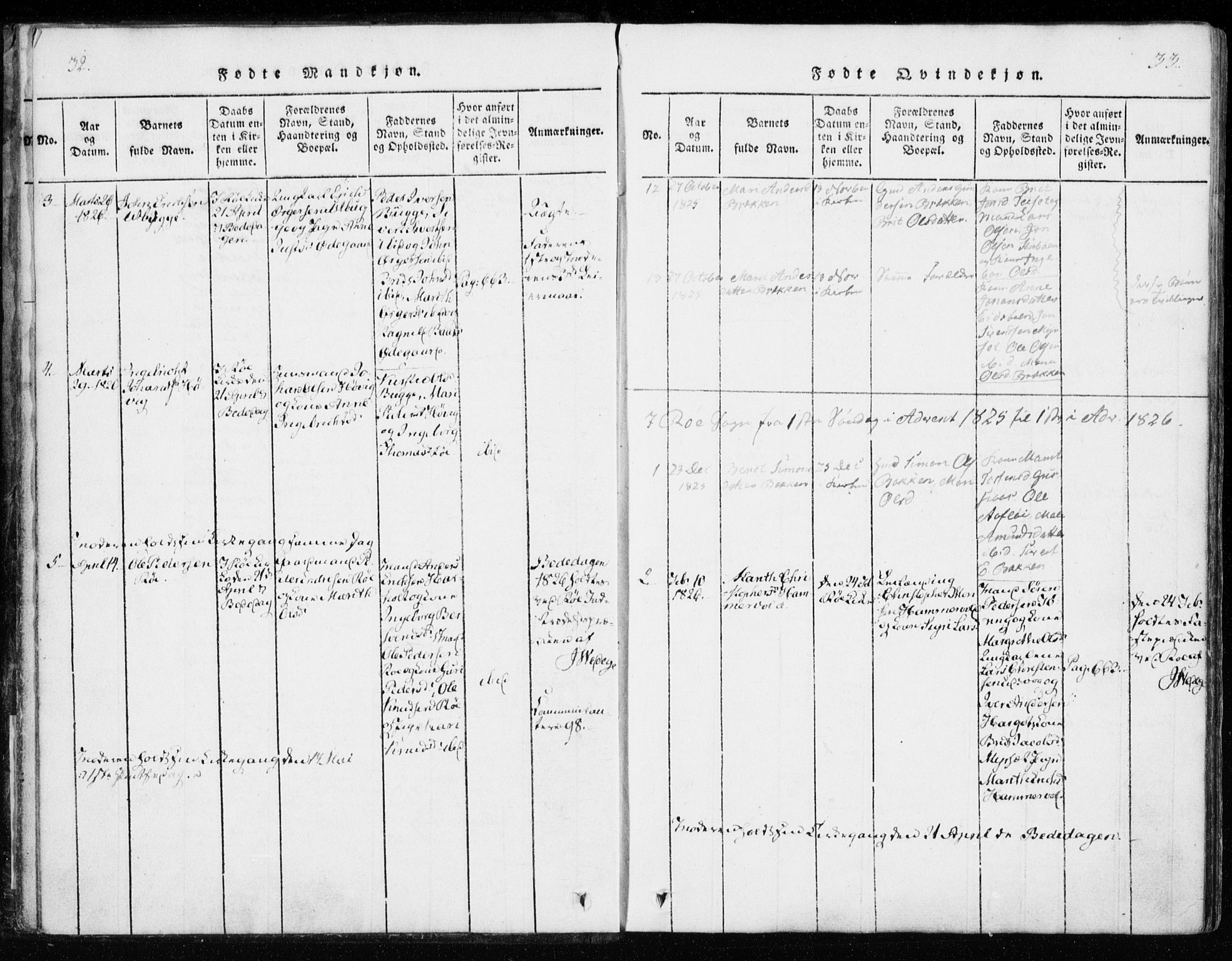 Ministerialprotokoller, klokkerbøker og fødselsregistre - Møre og Romsdal, AV/SAT-A-1454/551/L0623: Ministerialbok nr. 551A03, 1818-1831, s. 32-33