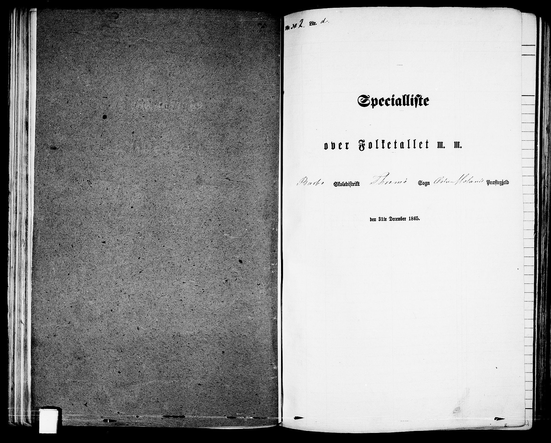 RA, Folketelling 1865 for 0918P Austre Moland prestegjeld, 1865, s. 95