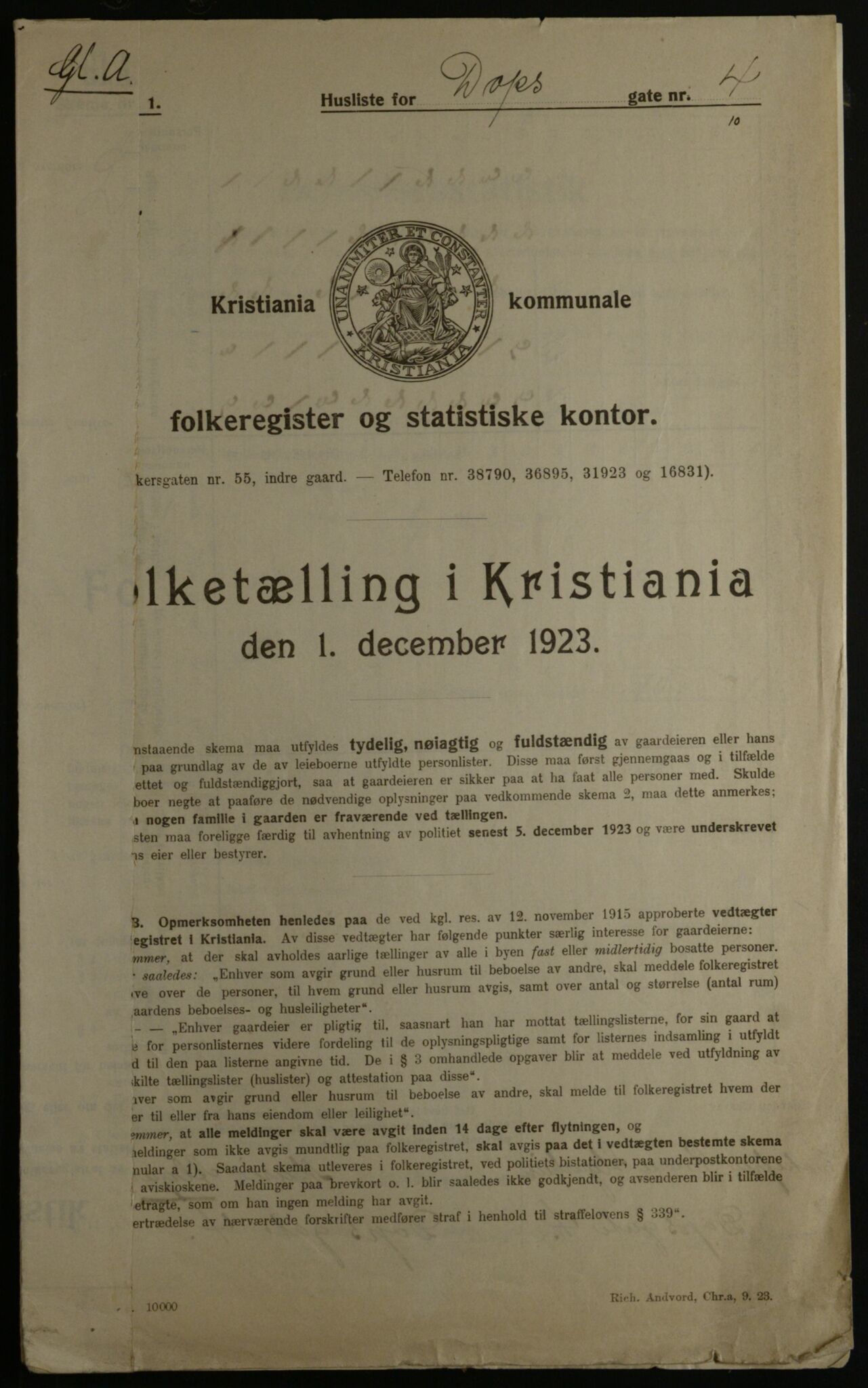 OBA, Kommunal folketelling 1.12.1923 for Kristiania, 1923, s. 17671