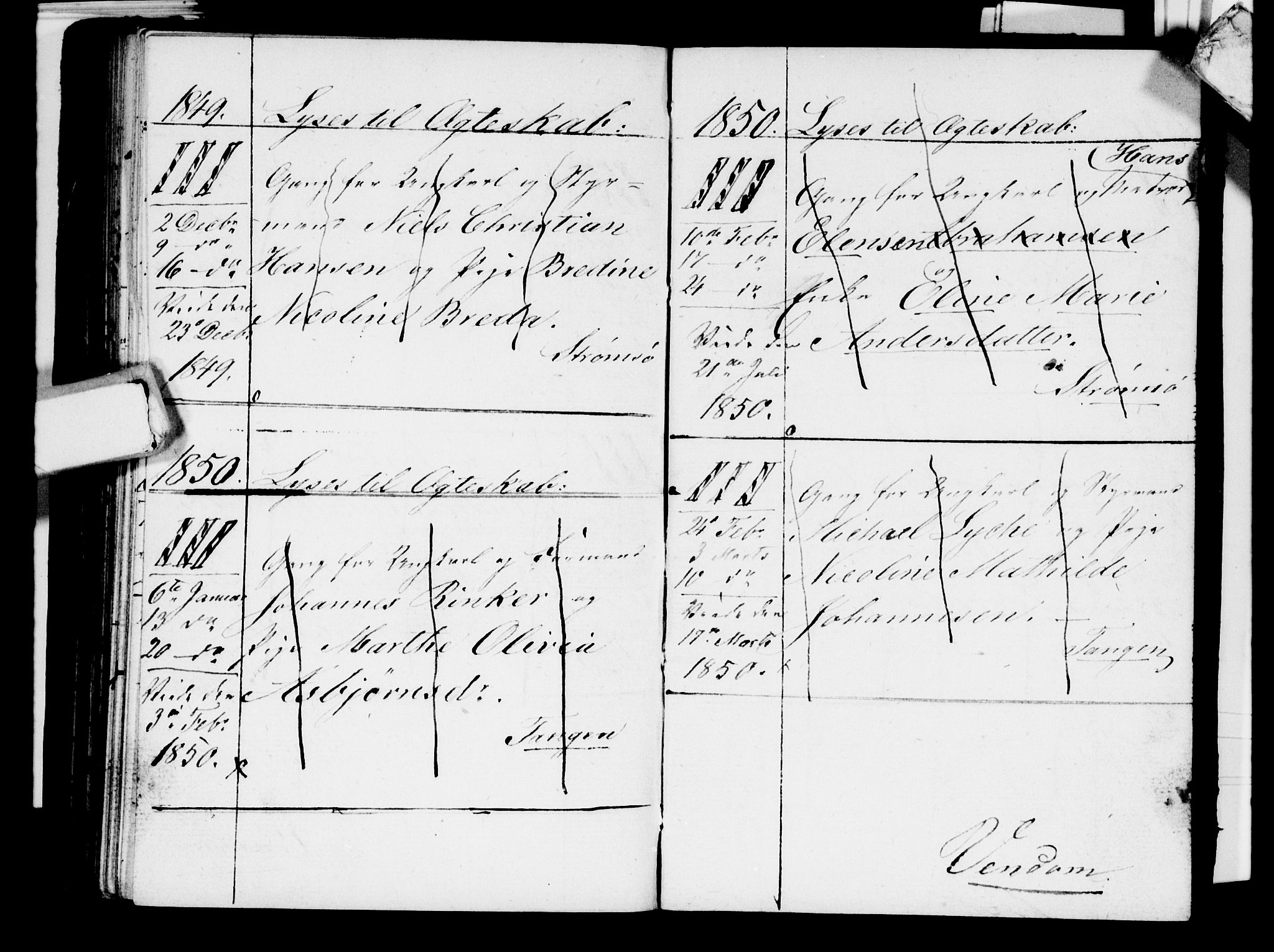 Strømsø kirkebøker, AV/SAKO-A-246/H/Ha/L0001: Lysningsprotokoll nr. 1, 1836-1850