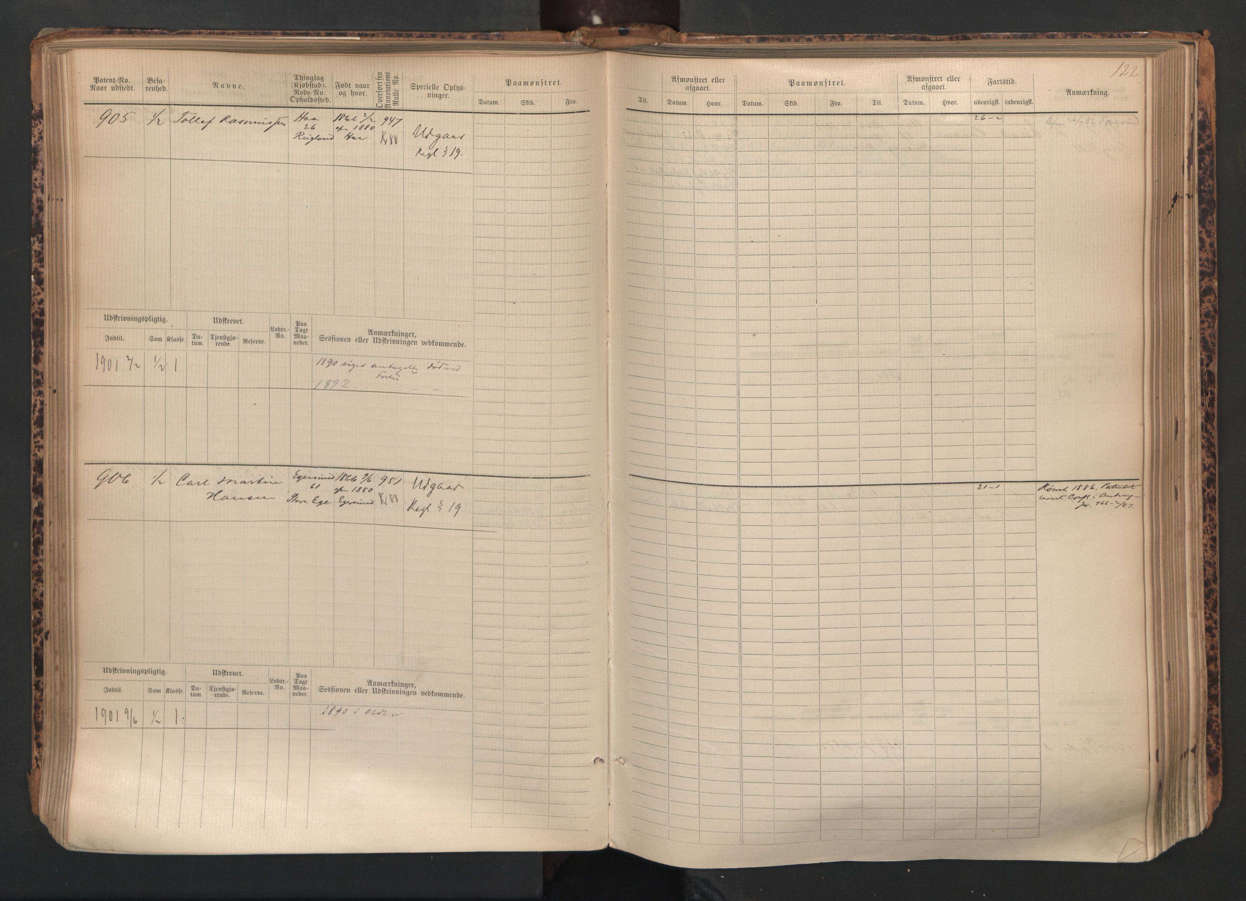 Egersund mønstringskrets, SAK/2031-0019/F/Fb/L0002: Hovedrulle nr 667-1330, O-4, 1880-1940, s. 123