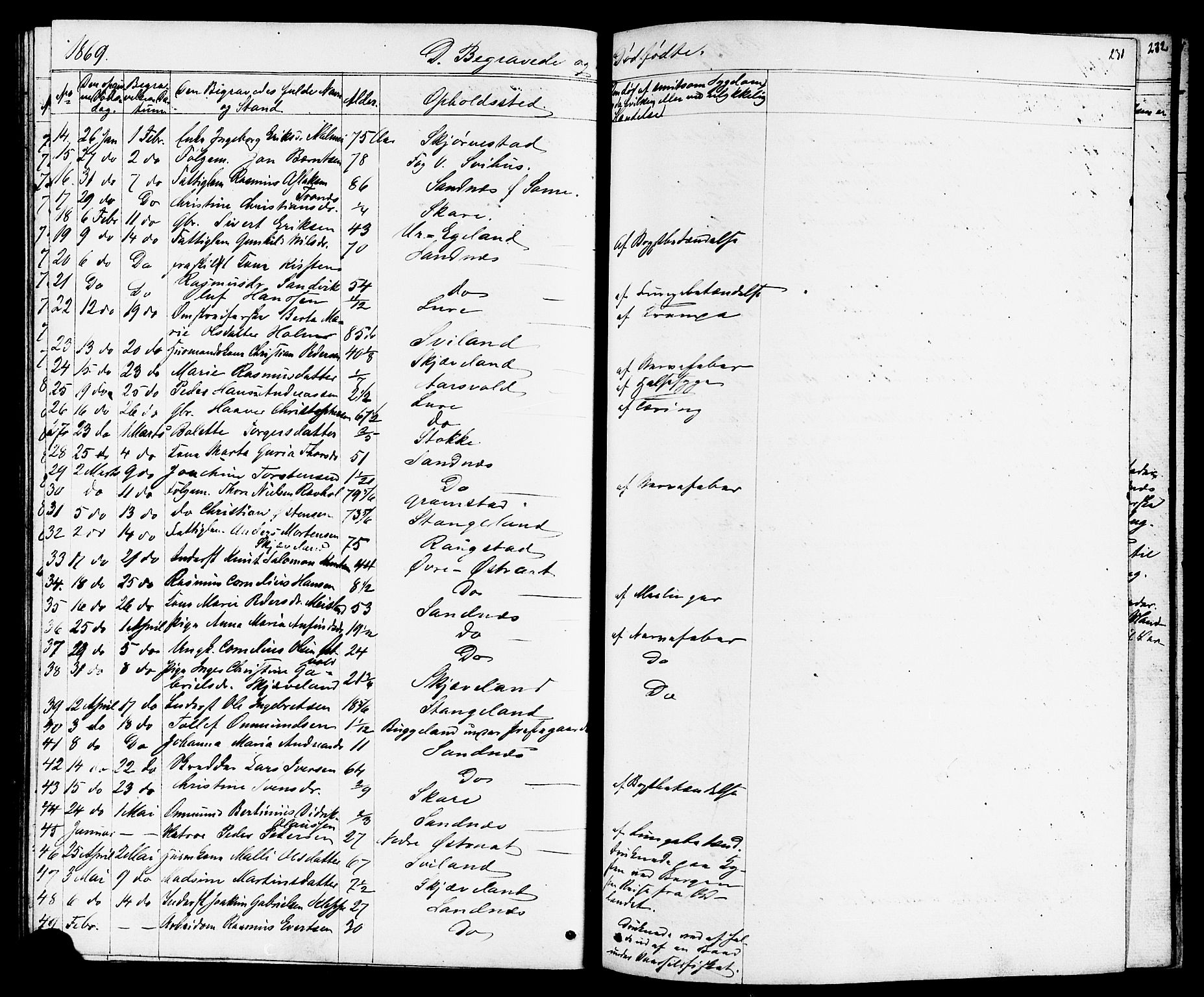 Høyland sokneprestkontor, AV/SAST-A-101799/001/30BB/L0001: Klokkerbok nr. B 1, 1854-1873, s. 231