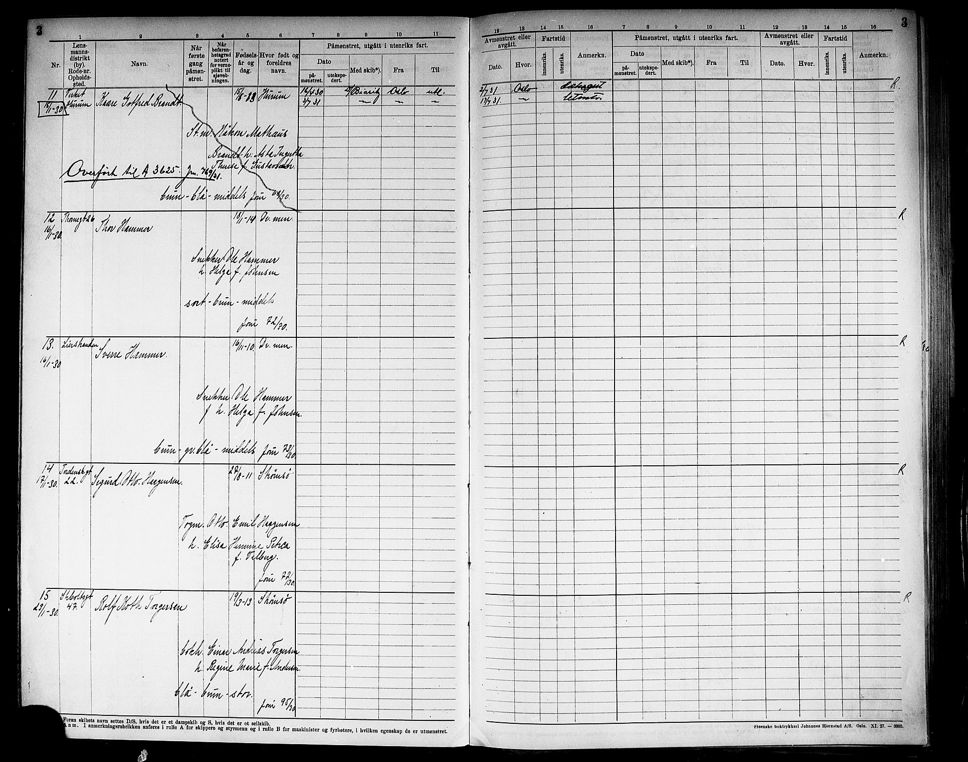 Drammen innrulleringsdistrikt, SAKO/A-781/F/Fd/L0007: Midlertidige patenter, 1930-1940, s. 5