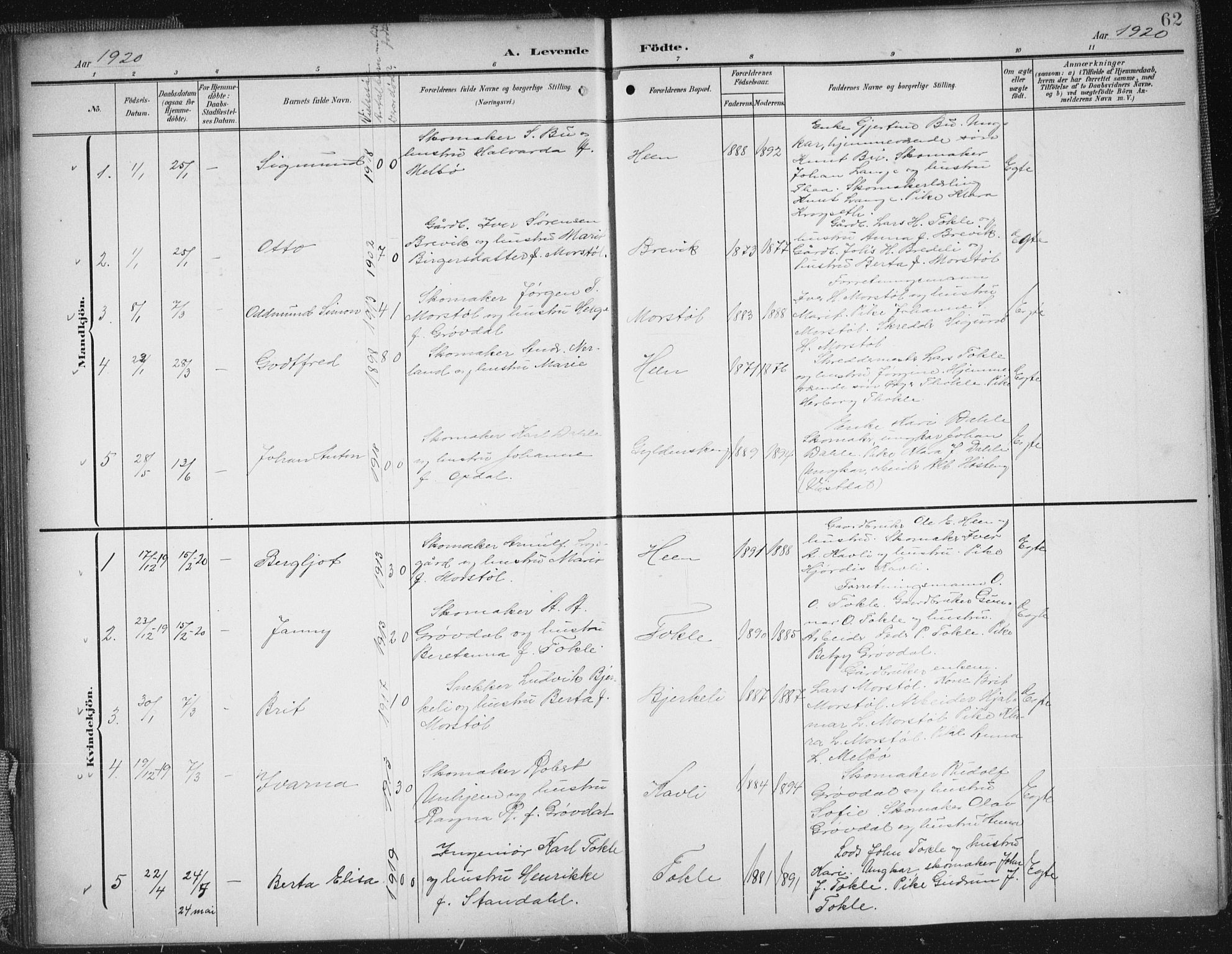 Ministerialprotokoller, klokkerbøker og fødselsregistre - Møre og Romsdal, SAT/A-1454/545/L0589: Klokkerbok nr. 545C03, 1902-1937, s. 62