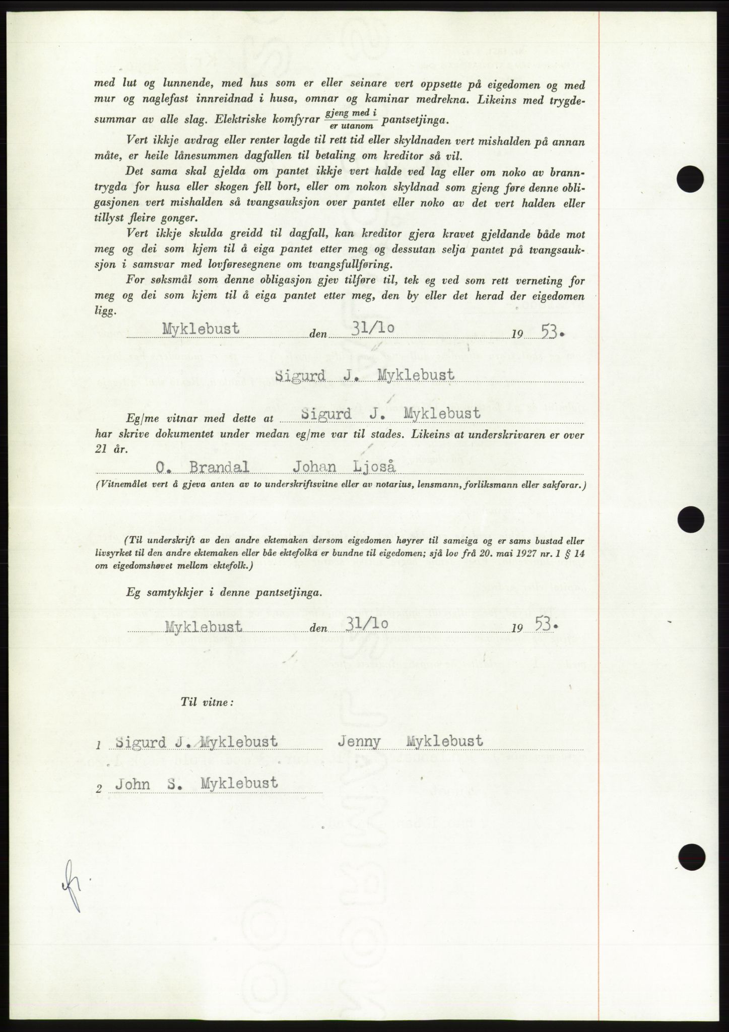 Søre Sunnmøre sorenskriveri, AV/SAT-A-4122/1/2/2C/L0124: Pantebok nr. 12B, 1953-1954, Dagboknr: 2751/1953