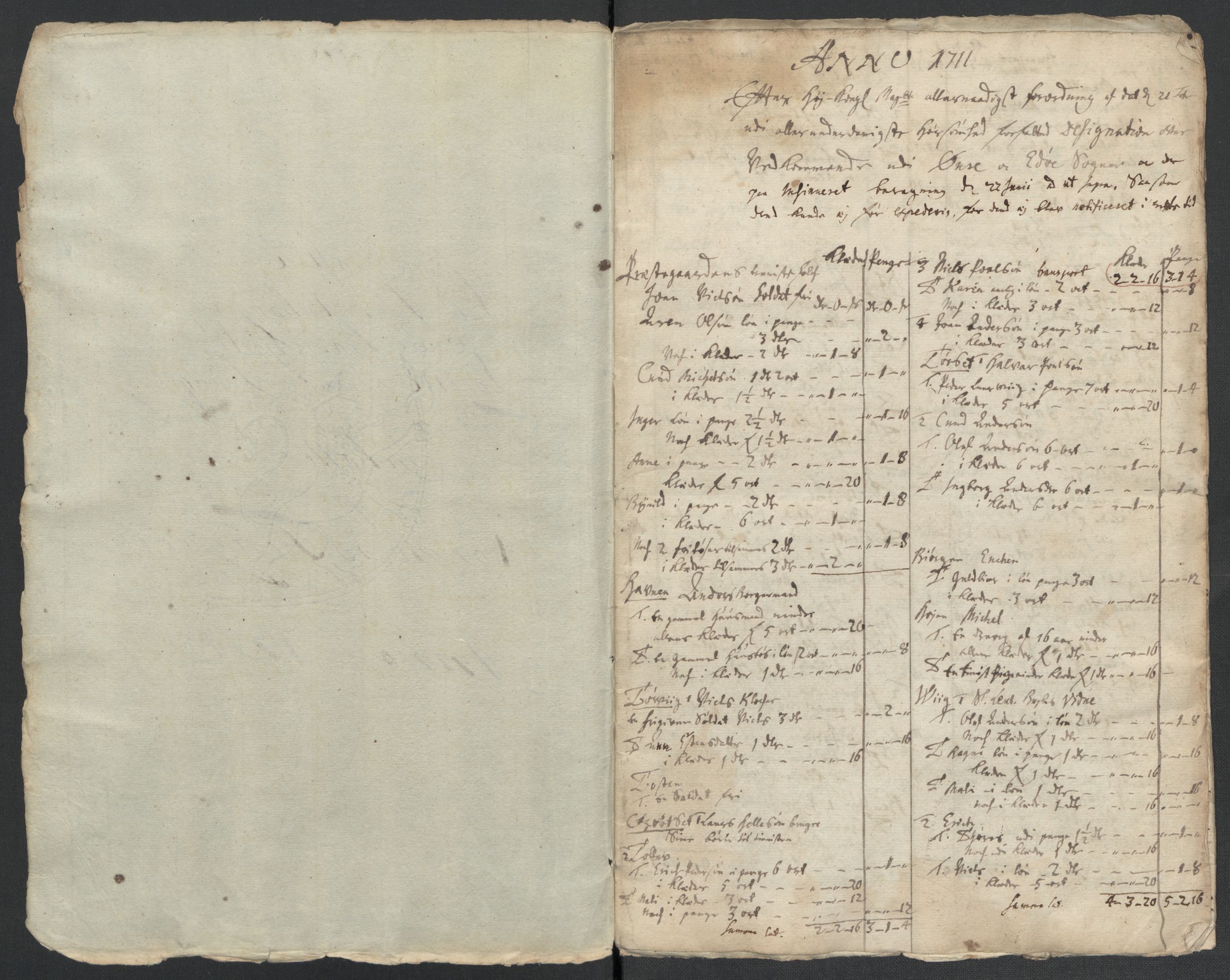 Rentekammeret inntil 1814, Reviderte regnskaper, Fogderegnskap, RA/EA-4092/R56/L3745: Fogderegnskap Nordmøre, 1711, s. 294