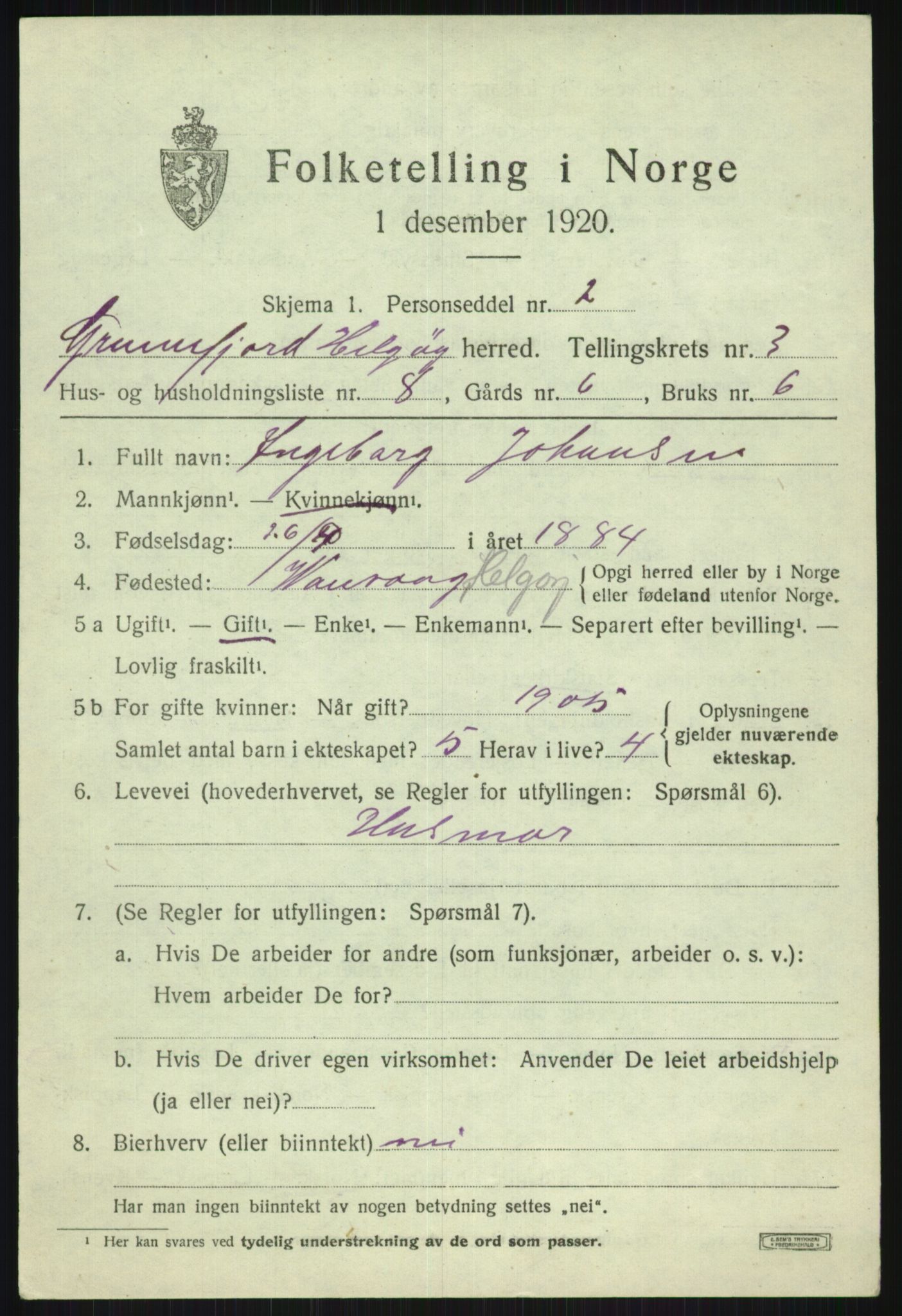 SATØ, Folketelling 1920 for 1935 Helgøy herred, 1920, s. 1471