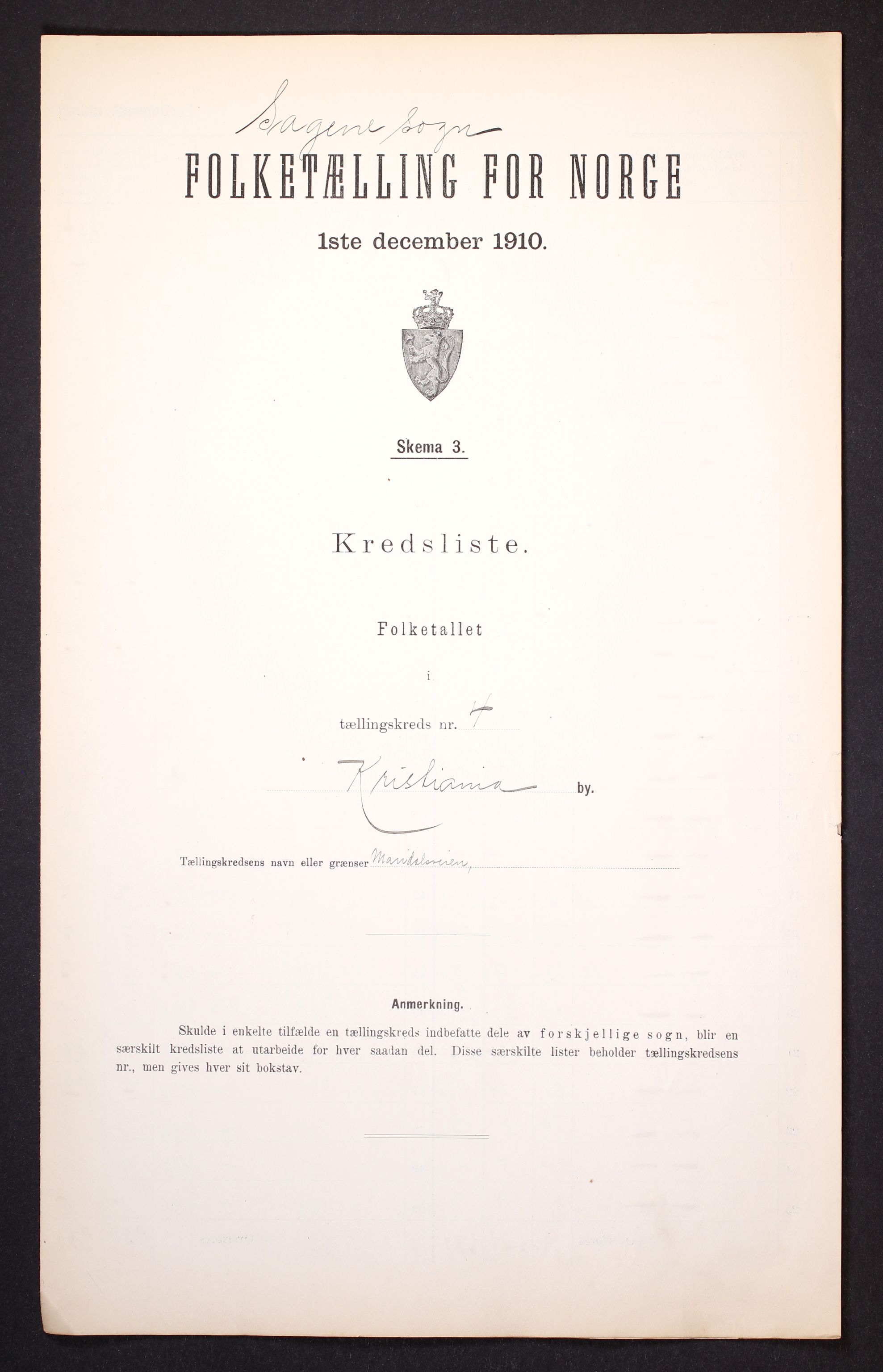 RA, Folketelling 1910 for 0301 Kristiania kjøpstad, 1910, s. 377