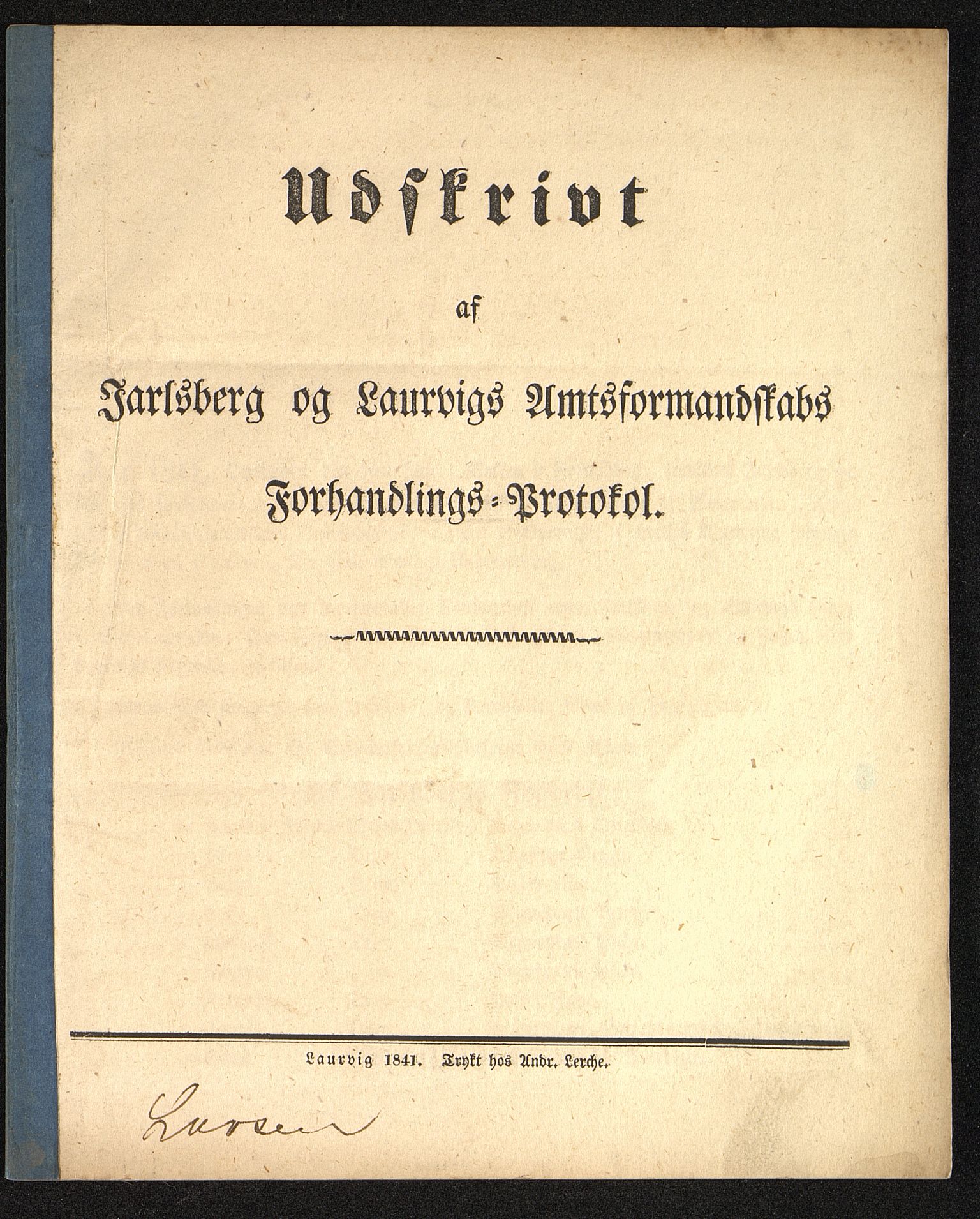 Vestfold fylkeskommune. Fylkestinget, VEMU/A-1315/A/Ab/Abb/L0001/0004: Fylkestingsforhandlinger / Fylkestingsforhandling, 1841