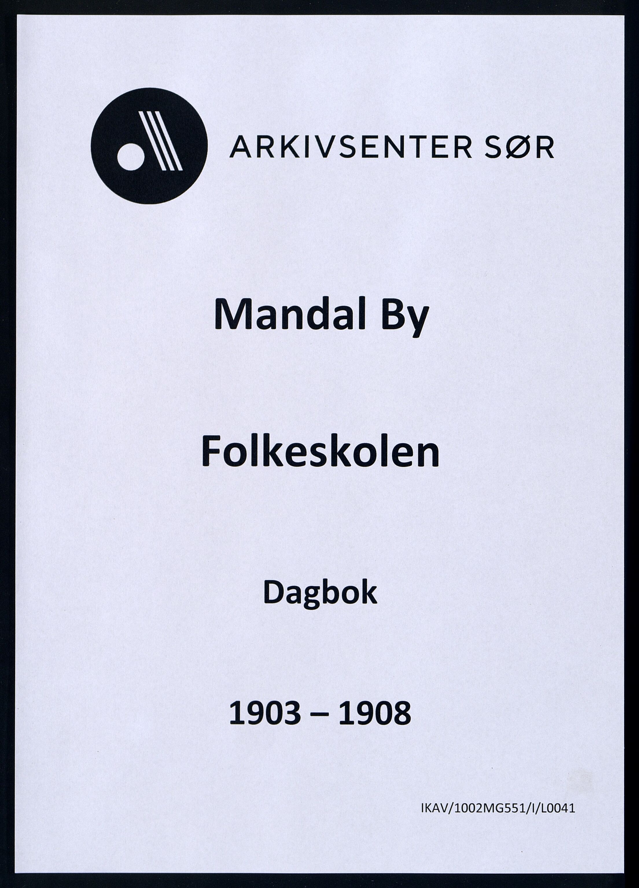 Mandal By - Mandal Allmueskole/Folkeskole/Skole, IKAV/1002MG551/I/L0041: Dagbok, 1903-1908
