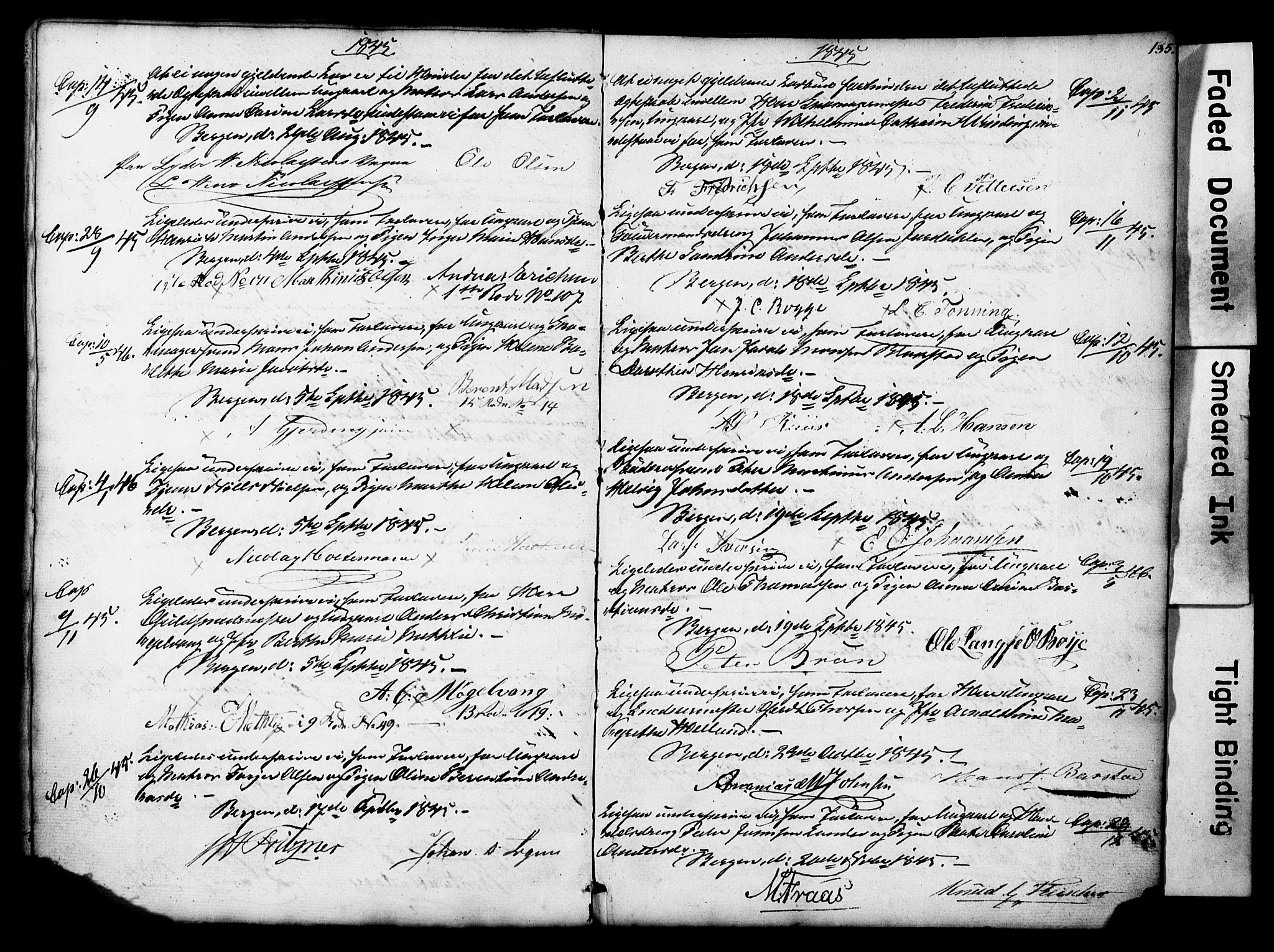 Nykirken Sokneprestembete, SAB/A-77101: Forlovererklæringer nr. II.5.1, 1814-1846, s. 135