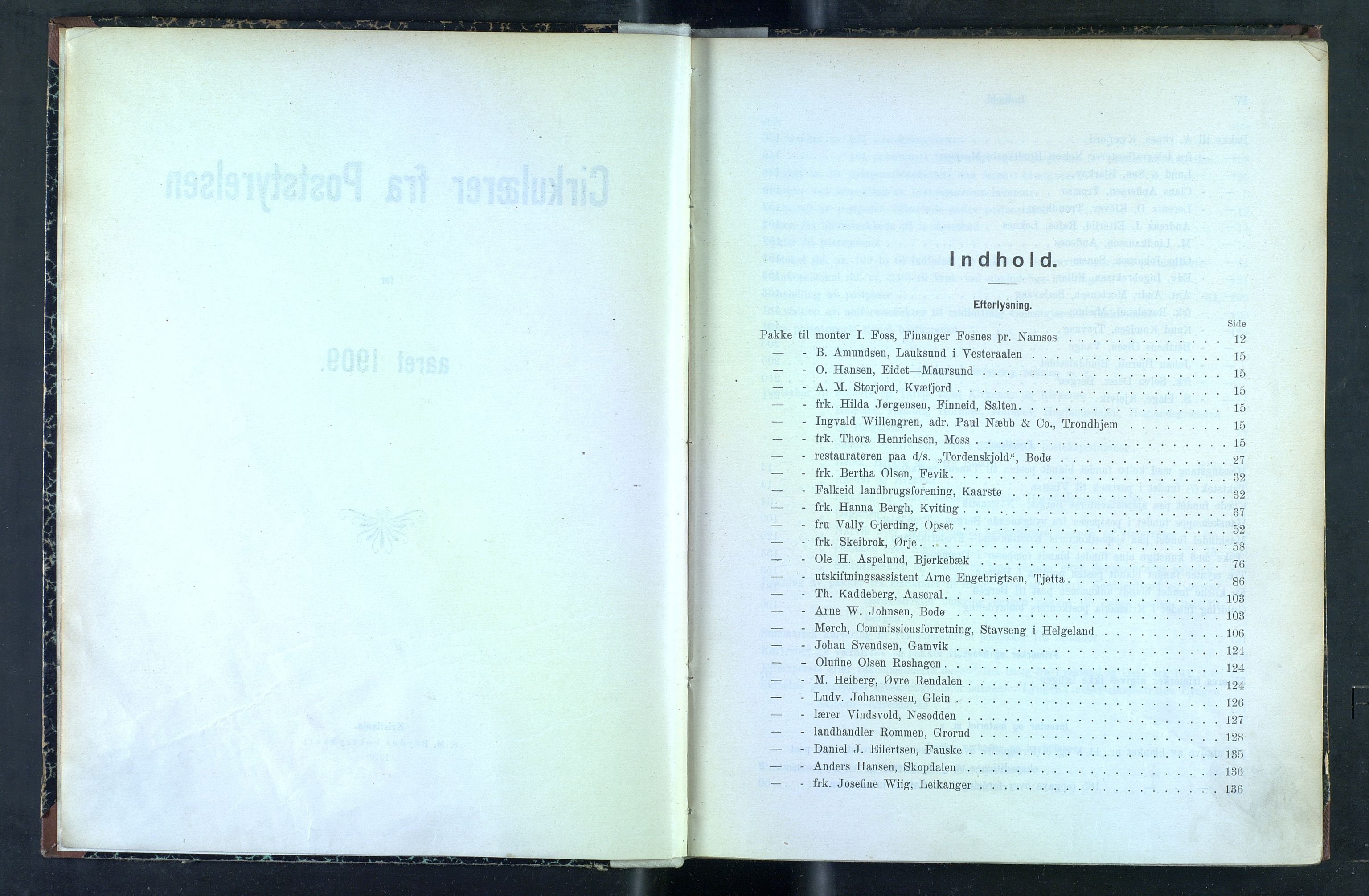 Norges Postmuseums bibliotek, NOPO/-/-/-: Sirkulærer fra Poststyrelsen, 1909