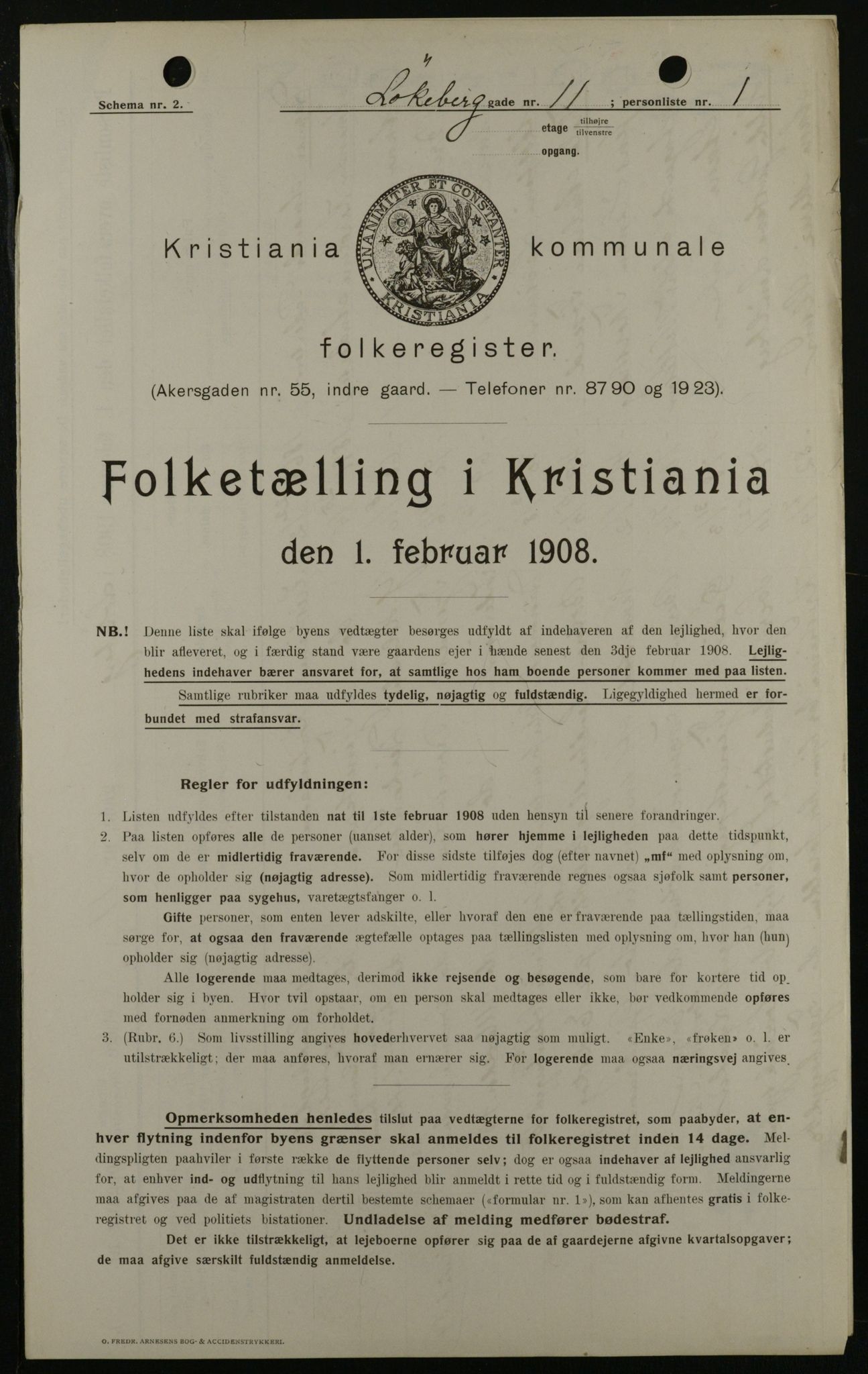 OBA, Kommunal folketelling 1.2.1908 for Kristiania kjøpstad, 1908, s. 52494