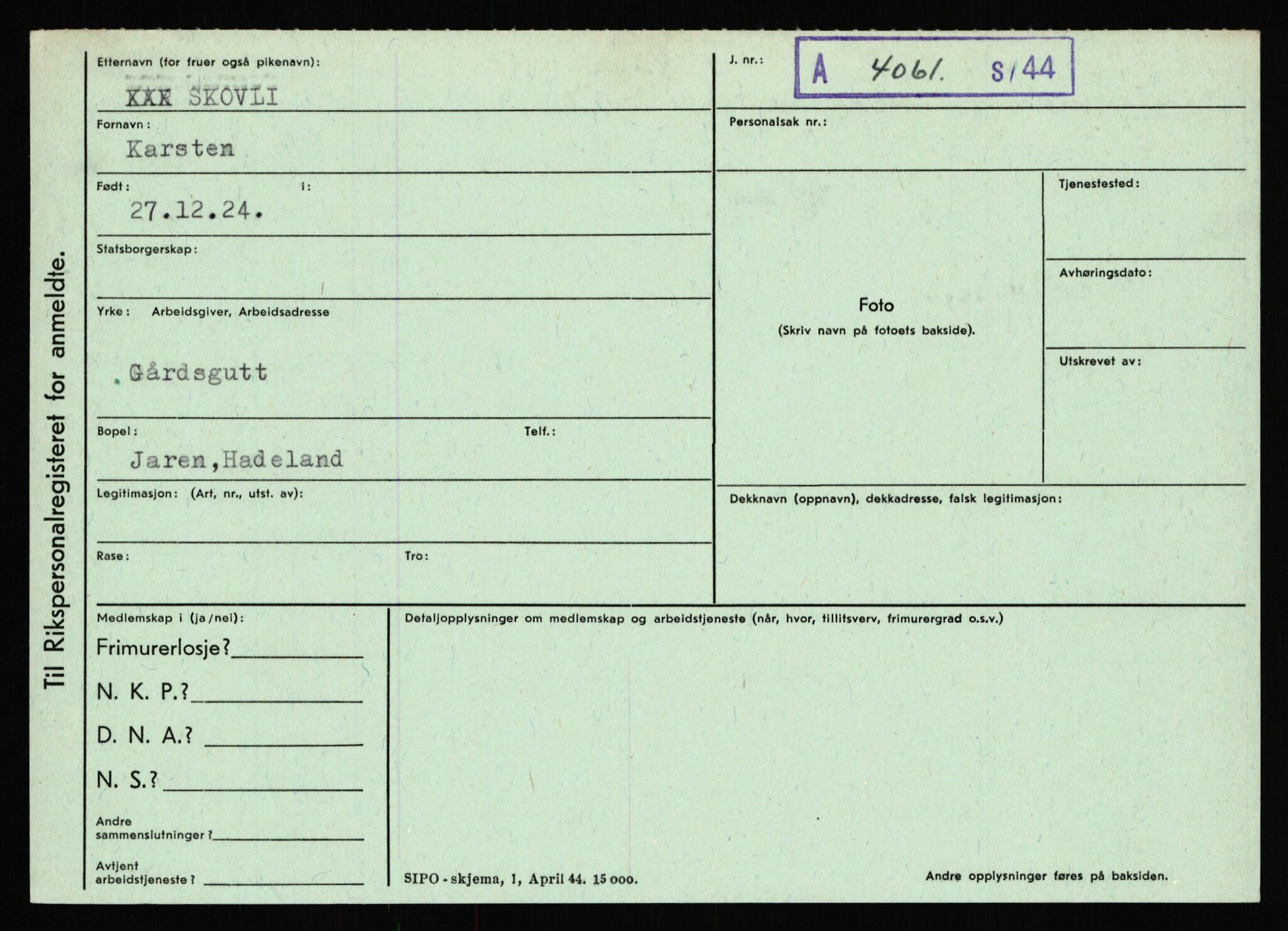 Statspolitiet - Hovedkontoret / Osloavdelingen, AV/RA-S-1329/C/Ca/L0014: Seterlien - Svartås, 1943-1945, s. 1459