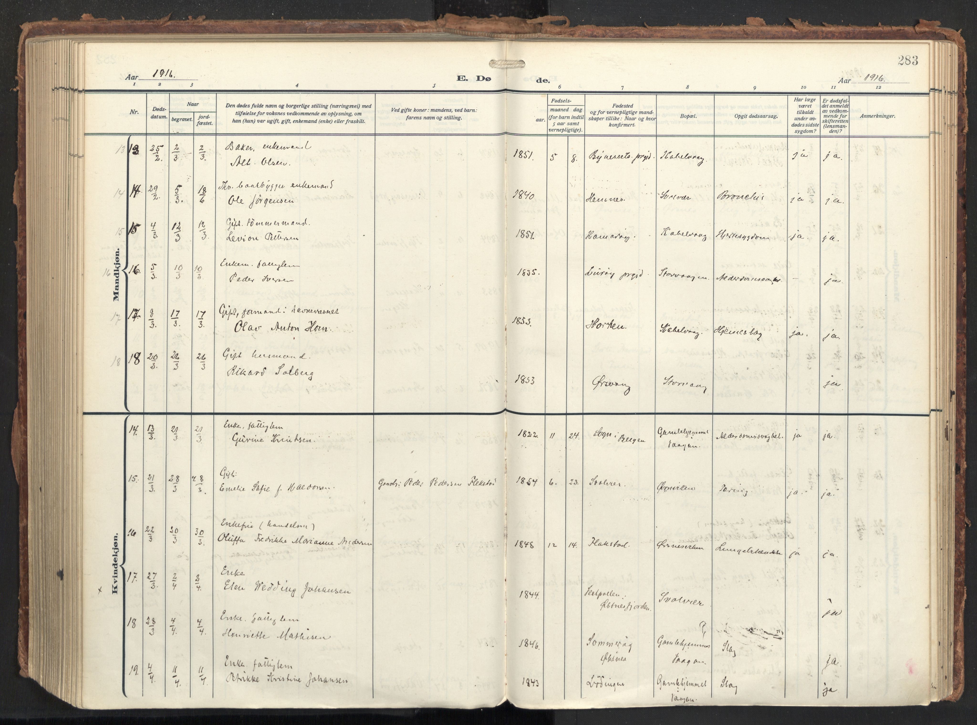 Ministerialprotokoller, klokkerbøker og fødselsregistre - Nordland, AV/SAT-A-1459/874/L1064: Ministerialbok nr. 874A08, 1915-1926, s. 283