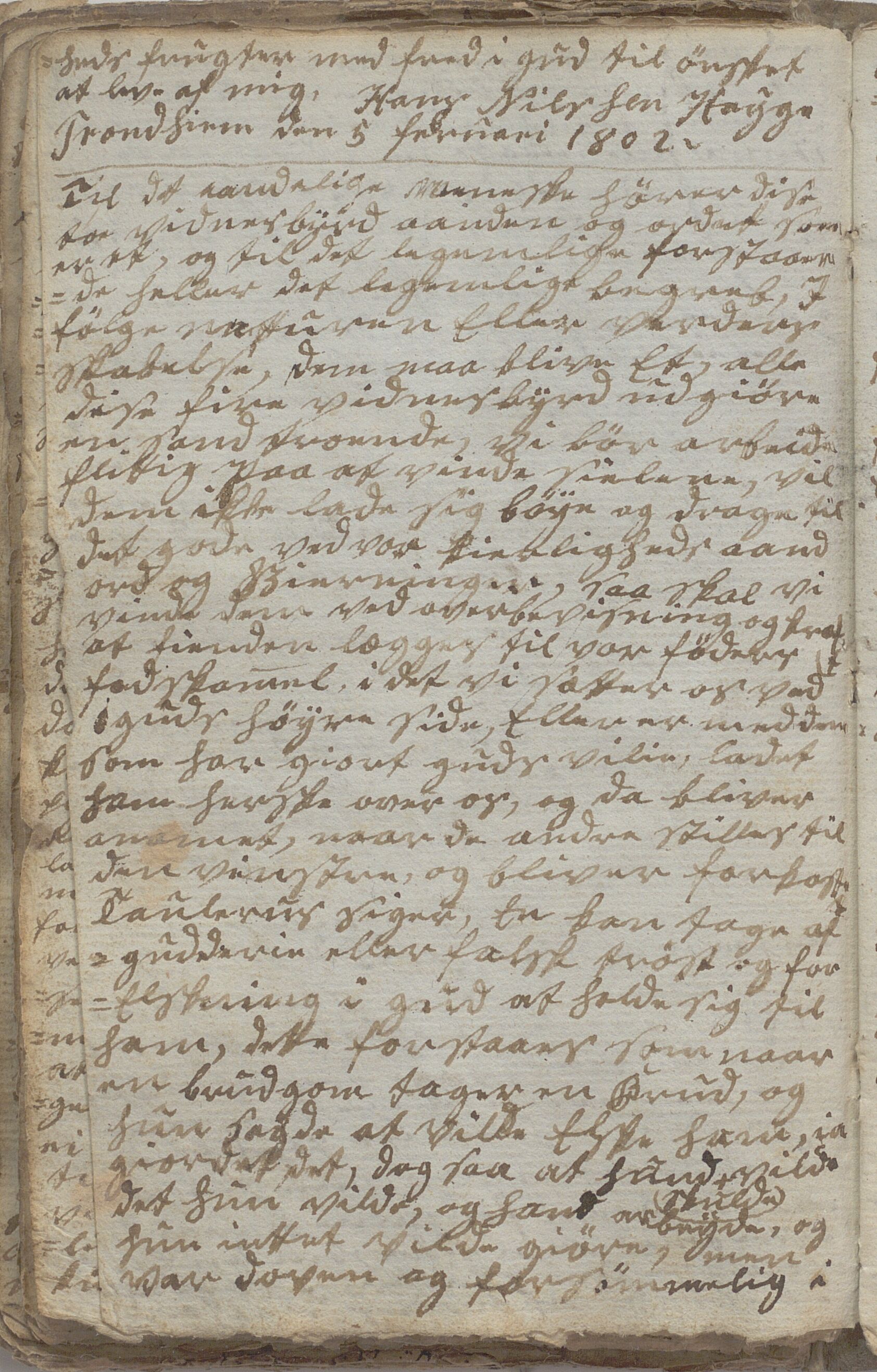 Heggtveitsamlingen, TMF/A-1007/H/L0046/0007: Brev, kopibøker, prekener, manus etc.  / "Fossem" - Kopibok. Sanger og brev, 1800-1802