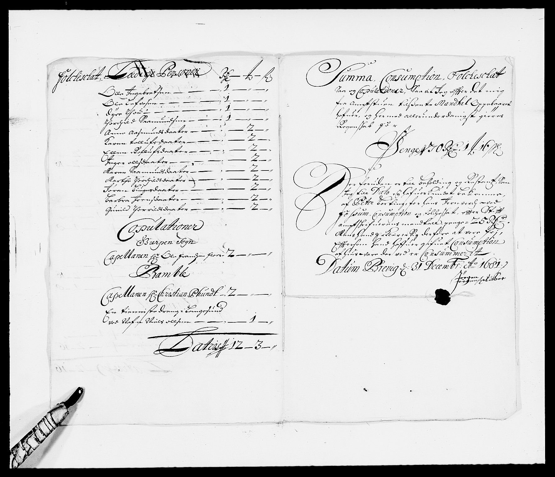 Rentekammeret inntil 1814, Reviderte regnskaper, Fogderegnskap, RA/EA-4092/R34/L2045: Fogderegnskap Bamble, 1680-1681, s. 365