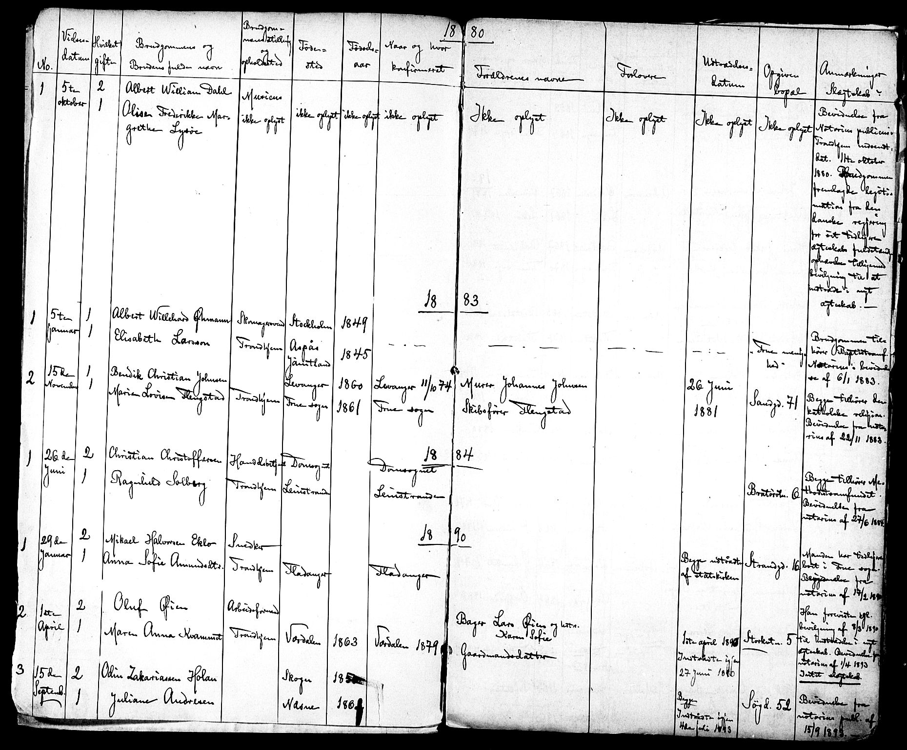 Ministerialprotokoller, klokkerbøker og fødselsregistre - Sør-Trøndelag, SAT/A-1456/602/L0117: Ministerialbok nr. 602A15, 1880-1917