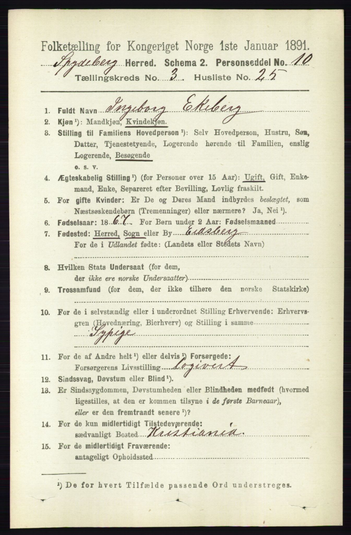 RA, Folketelling 1891 for 0123 Spydeberg herred, 1891, s. 1392