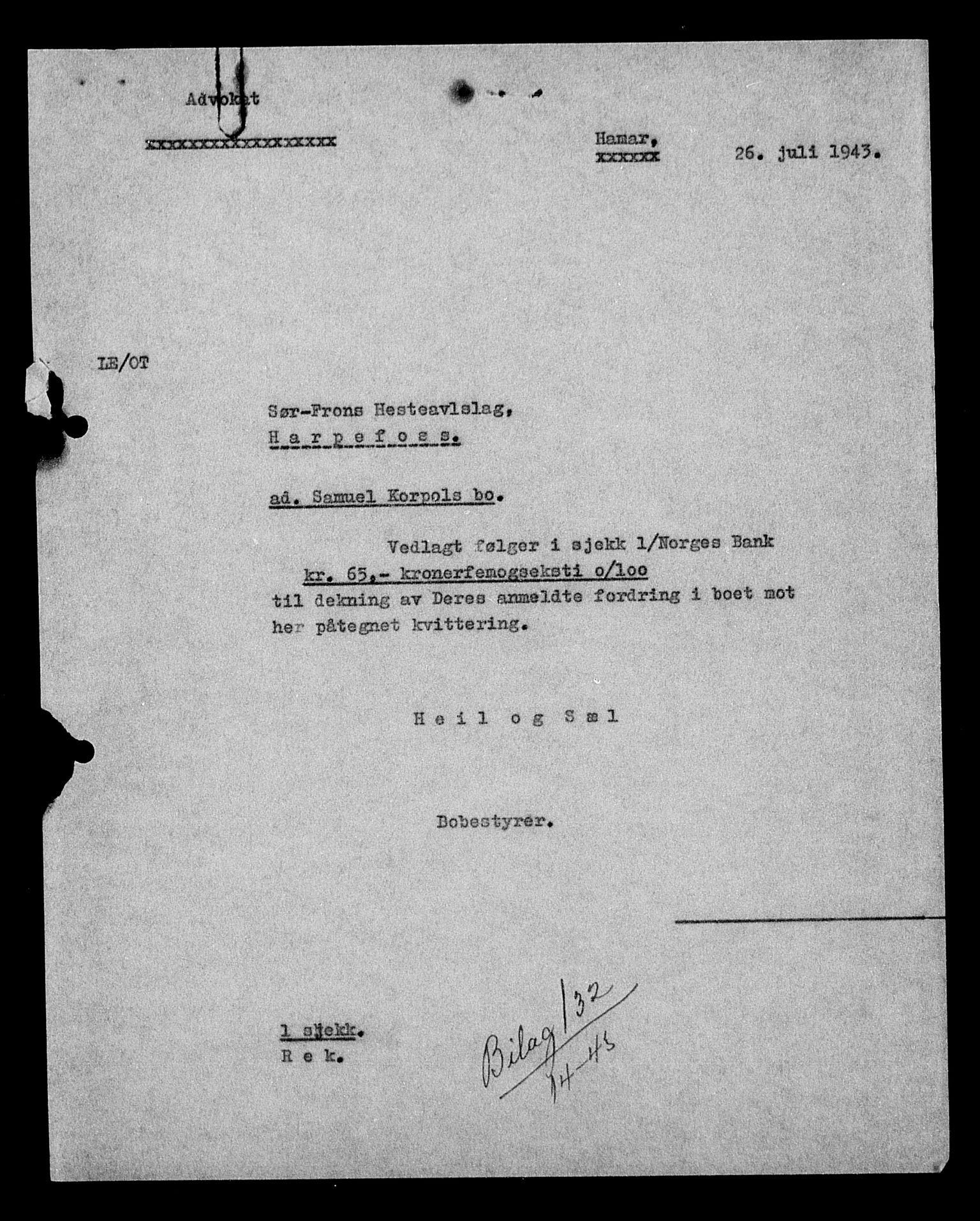 Justisdepartementet, Tilbakeføringskontoret for inndratte formuer, AV/RA-S-1564/H/Hc/Hcc/L0949: --, 1945-1947, s. 570